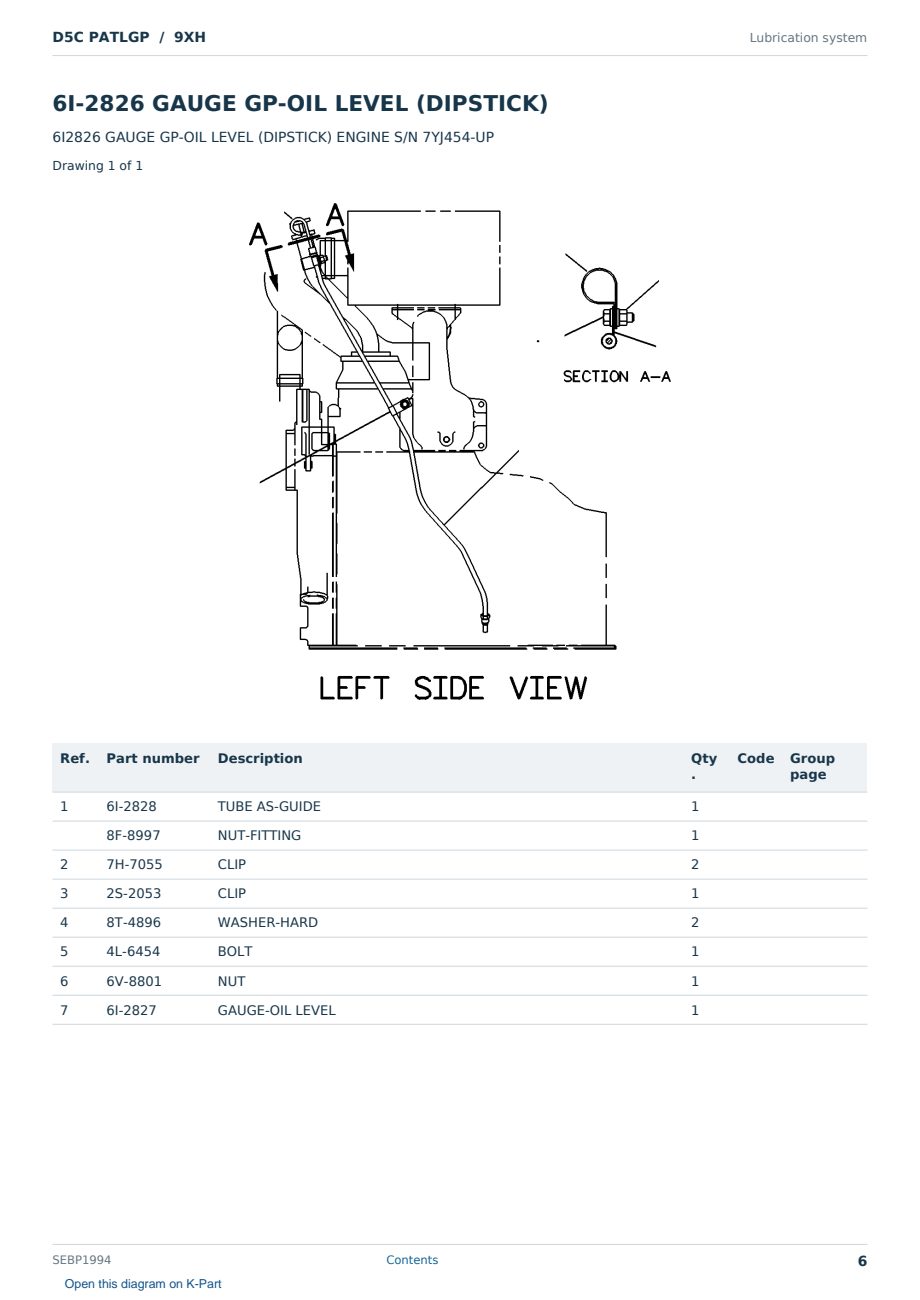 Caterpillar D5C PATLGP S/N 9XH Partsbook SEBP1994 (English) - sample page 6 of 10 Caterpillar D5C PATLGP S/N 9XH Partsbook SEBP1994 (English) - sample page 6 of 10