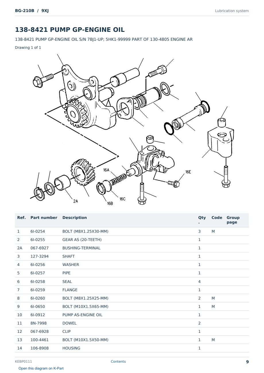 Caterpillar BG-210B S/N 9XJ Partsbook KEBP0111 (English) - sample page 9 of 10 Caterpillar BG-210B S/N 9XJ Partsbook KEBP0111 (English) - sample page 9 of 10
