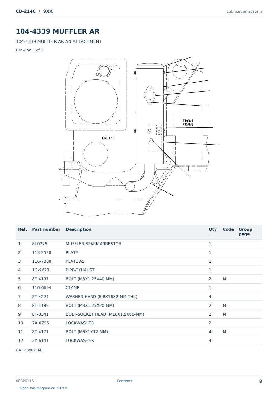 Caterpillar CB-214C S/N 9XK Partsbook KEBP0115 (English) - sample page 8 of 10 Caterpillar CB-214C S/N 9XK Partsbook KEBP0115 (English) - sample page 8 of 10