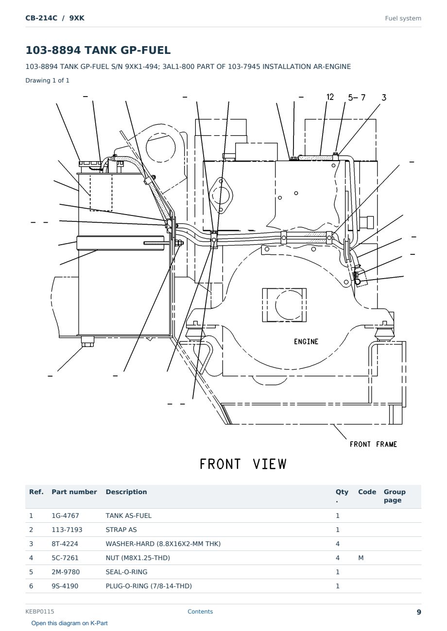 Caterpillar CB-214C S/N 9XK Partsbook KEBP0115 (English) - sample page 9 of 10 Caterpillar CB-214C S/N 9XK Partsbook KEBP0115 (English) - sample page 9 of 10