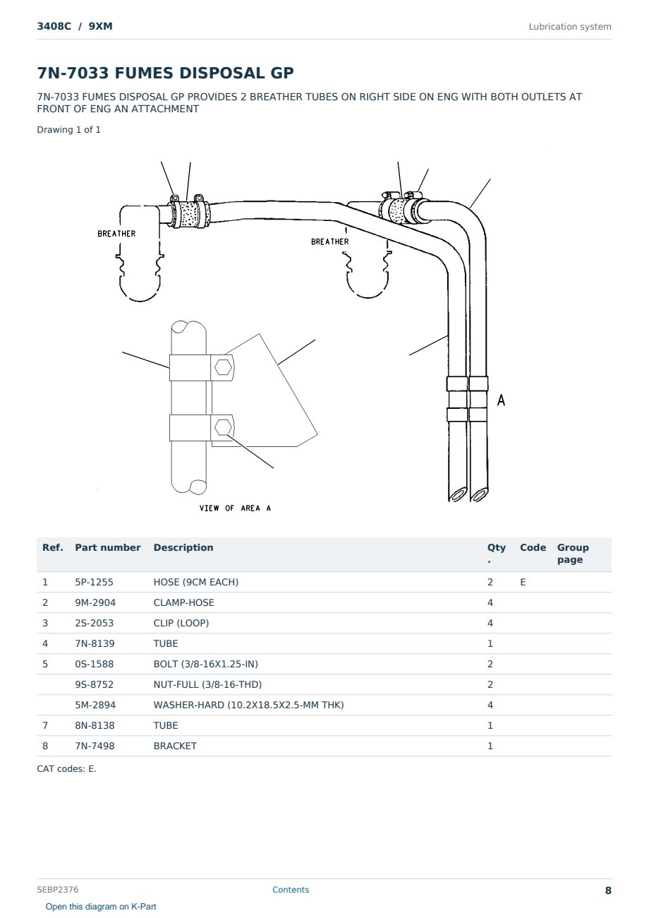 Caterpillar 3408C S/N 9XM Partsbook SEBP2376 (English) - sample page 8 of 10 Caterpillar 3408C S/N 9XM Partsbook SEBP2376 (English) - sample page 8 of 10