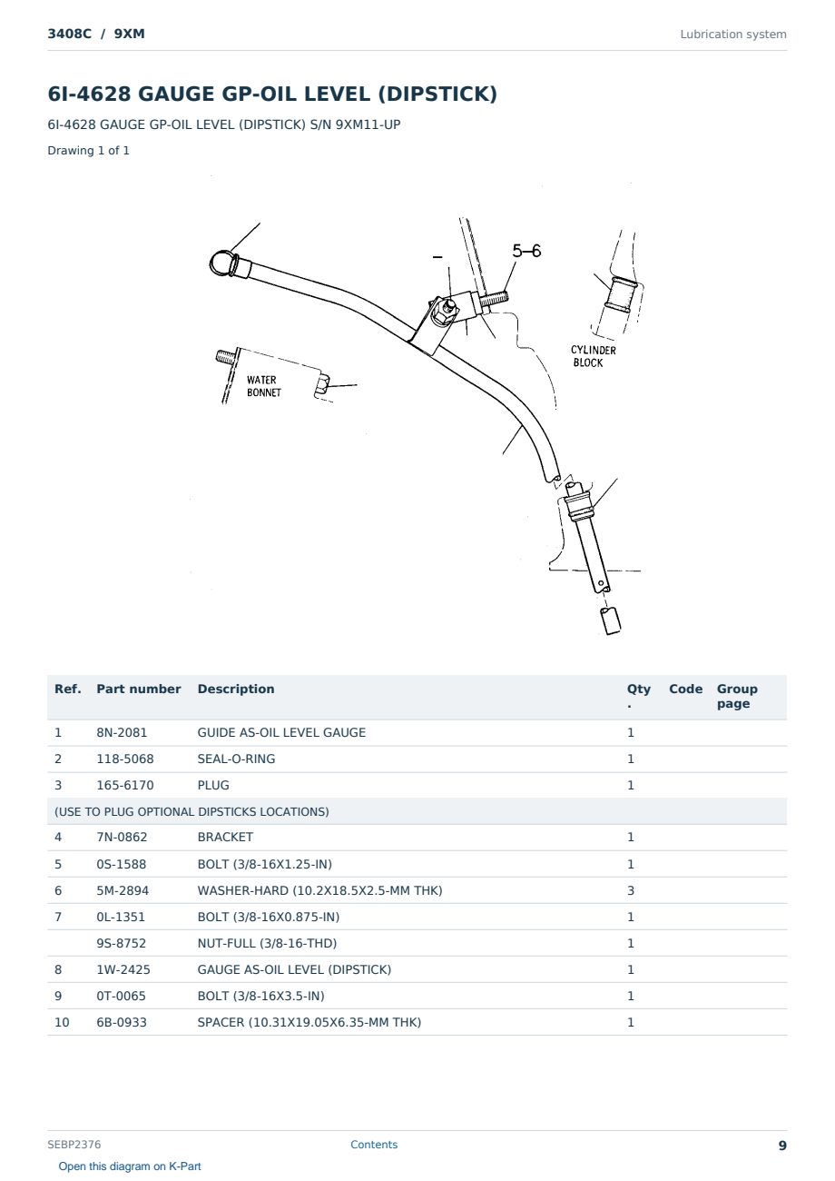 Caterpillar 3408C S/N 9XM Partsbook SEBP2376 (English) - sample page 9 of 10 Caterpillar 3408C S/N 9XM Partsbook SEBP2376 (English) - sample page 9 of 10