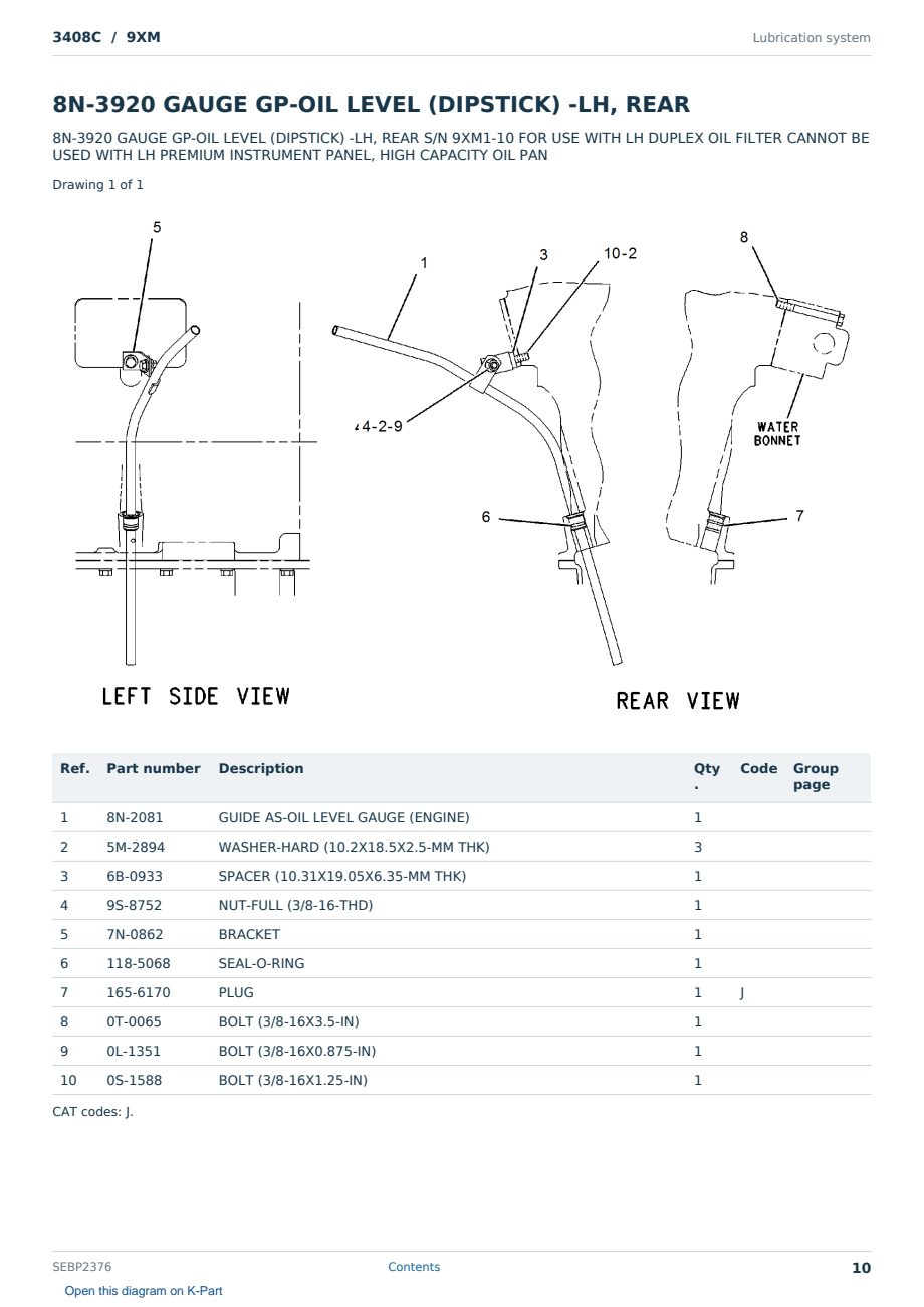 Caterpillar 3408C S/N 9XM Partsbook SEBP2376 (English) - sample page 10 of 10 Caterpillar 3408C S/N 9XM Partsbook SEBP2376 (English) - sample page 10 of 10