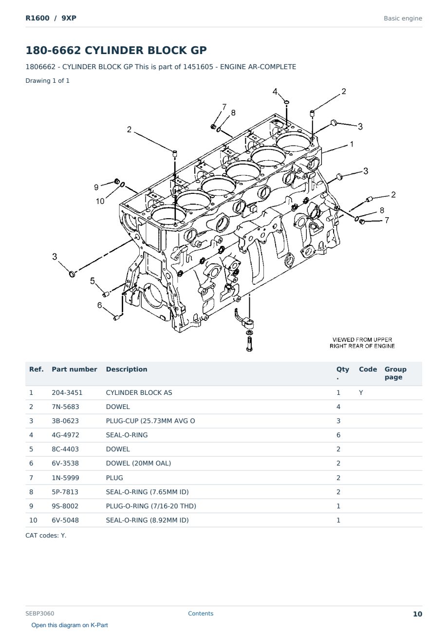 Caterpillar R1600 S/N 9XP Partsbook SEBP3060 (English) - sample page 10 of 10 Caterpillar R1600 S/N 9XP Partsbook SEBP3060 (English) - sample page 10 of 10