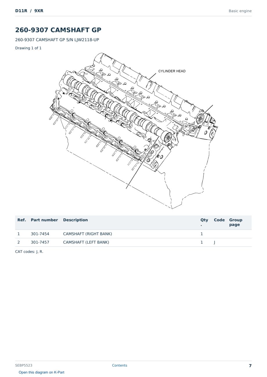 Caterpillar D11R S/N 9XR Partsbook SEBP5523 (English) - sample page 7 of 10 Caterpillar D11R S/N 9XR Partsbook SEBP5523 (English) - sample page 7 of 10