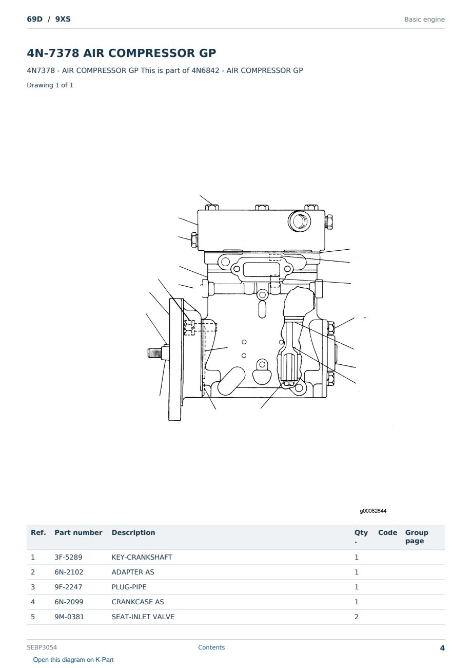 Caterpillar 69D S/N 9XS Partsbook SEBP3054 (English) - sample page 4 of 10 Caterpillar 69D S/N 9XS Partsbook SEBP3054 (English) - sample page 4 of 10