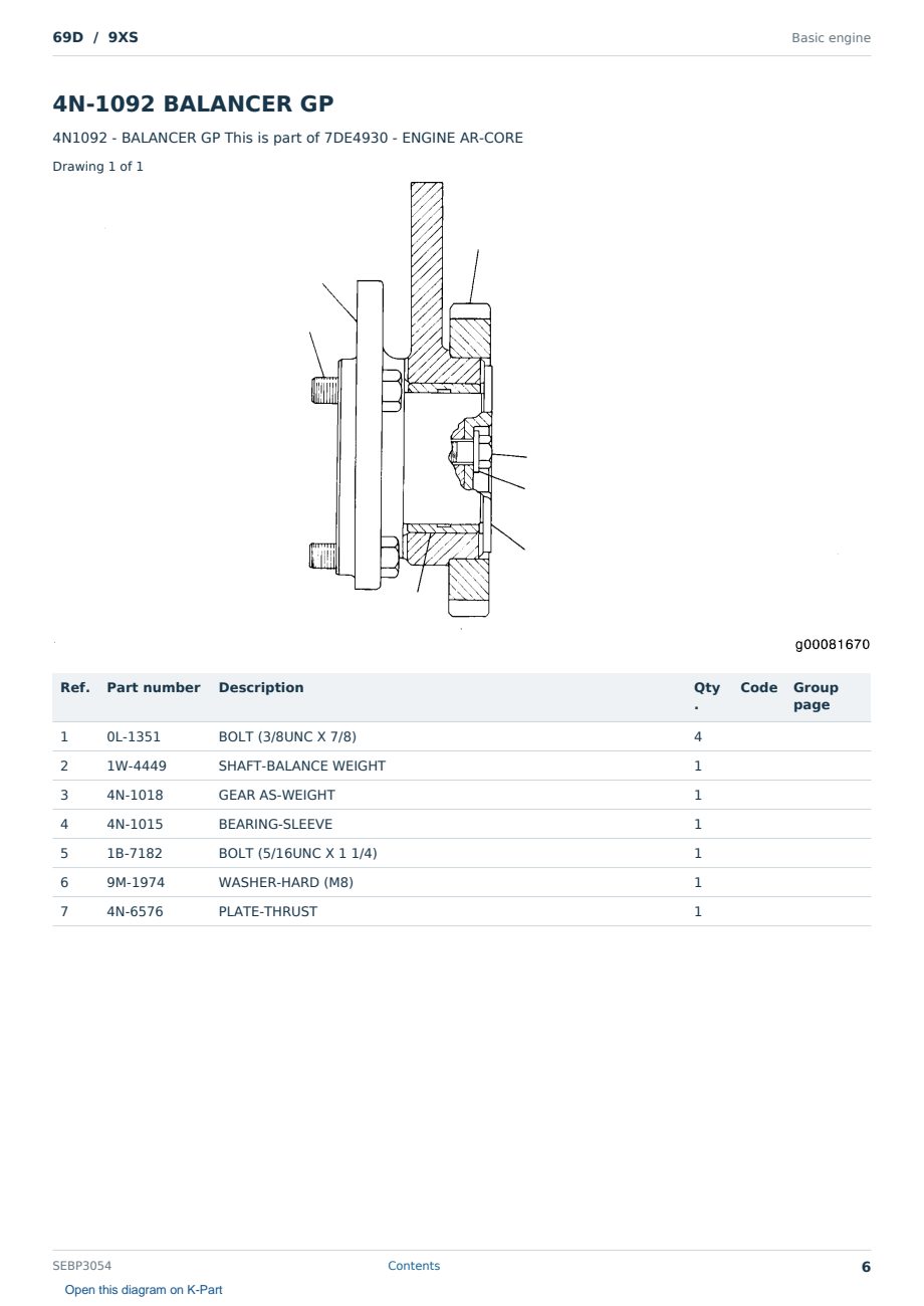 Caterpillar 69D S/N 9XS Partsbook SEBP3054 (English) - sample page 6 of 10 Caterpillar 69D S/N 9XS Partsbook SEBP3054 (English) - sample page 6 of 10