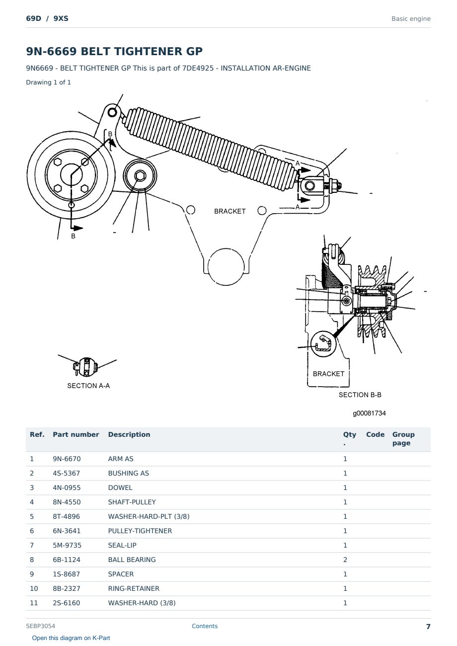 Caterpillar 69D S/N 9XS Partsbook SEBP3054 (English) - sample page 7 of 10 Caterpillar 69D S/N 9XS Partsbook SEBP3054 (English) - sample page 7 of 10