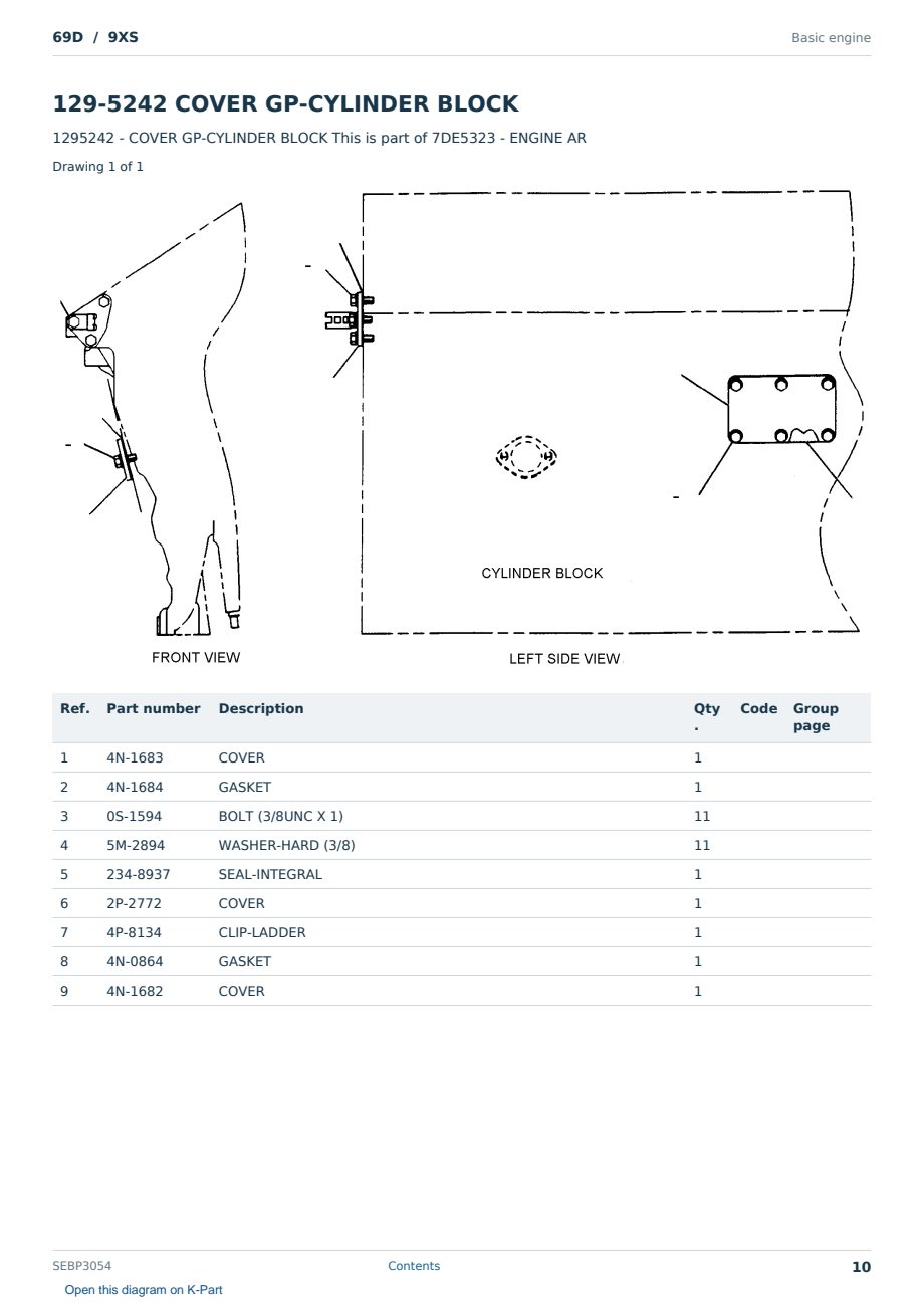 Caterpillar 69D S/N 9XS Partsbook SEBP3054 (English) - sample page 10 of 10 Caterpillar 69D S/N 9XS Partsbook SEBP3054 (English) - sample page 10 of 10