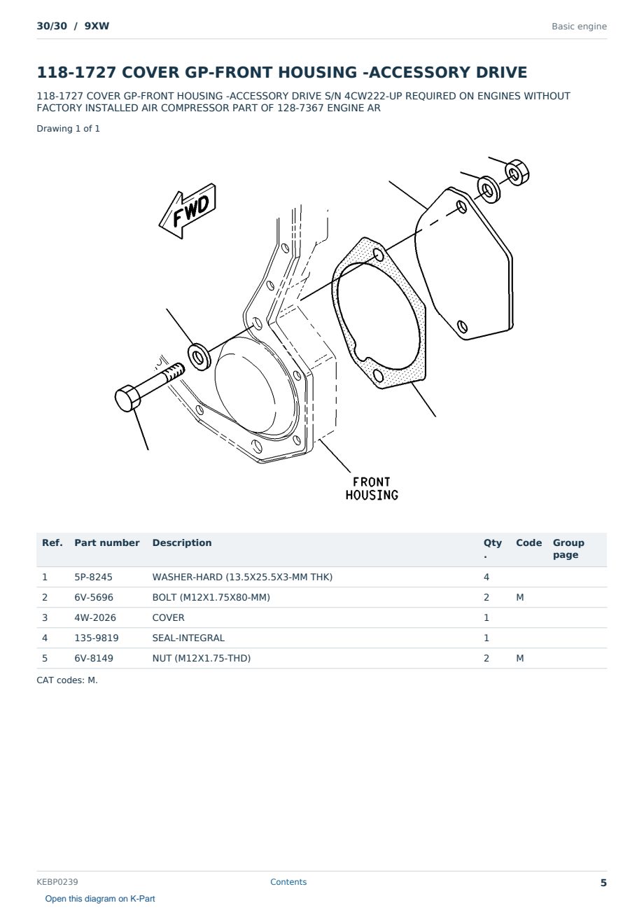 Caterpillar 30/30 S/N 9XW Partsbook KEBP0239 (English) - sample page 5 of 10 Caterpillar 30/30 S/N 9XW Partsbook KEBP0239 (English) - sample page 5 of 10