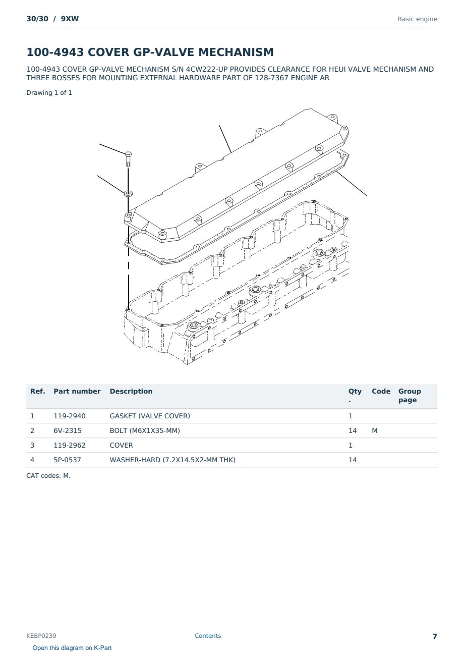 Caterpillar 30/30 S/N 9XW Partsbook KEBP0239 (English) - sample page 7 of 10 Caterpillar 30/30 S/N 9XW Partsbook KEBP0239 (English) - sample page 7 of 10