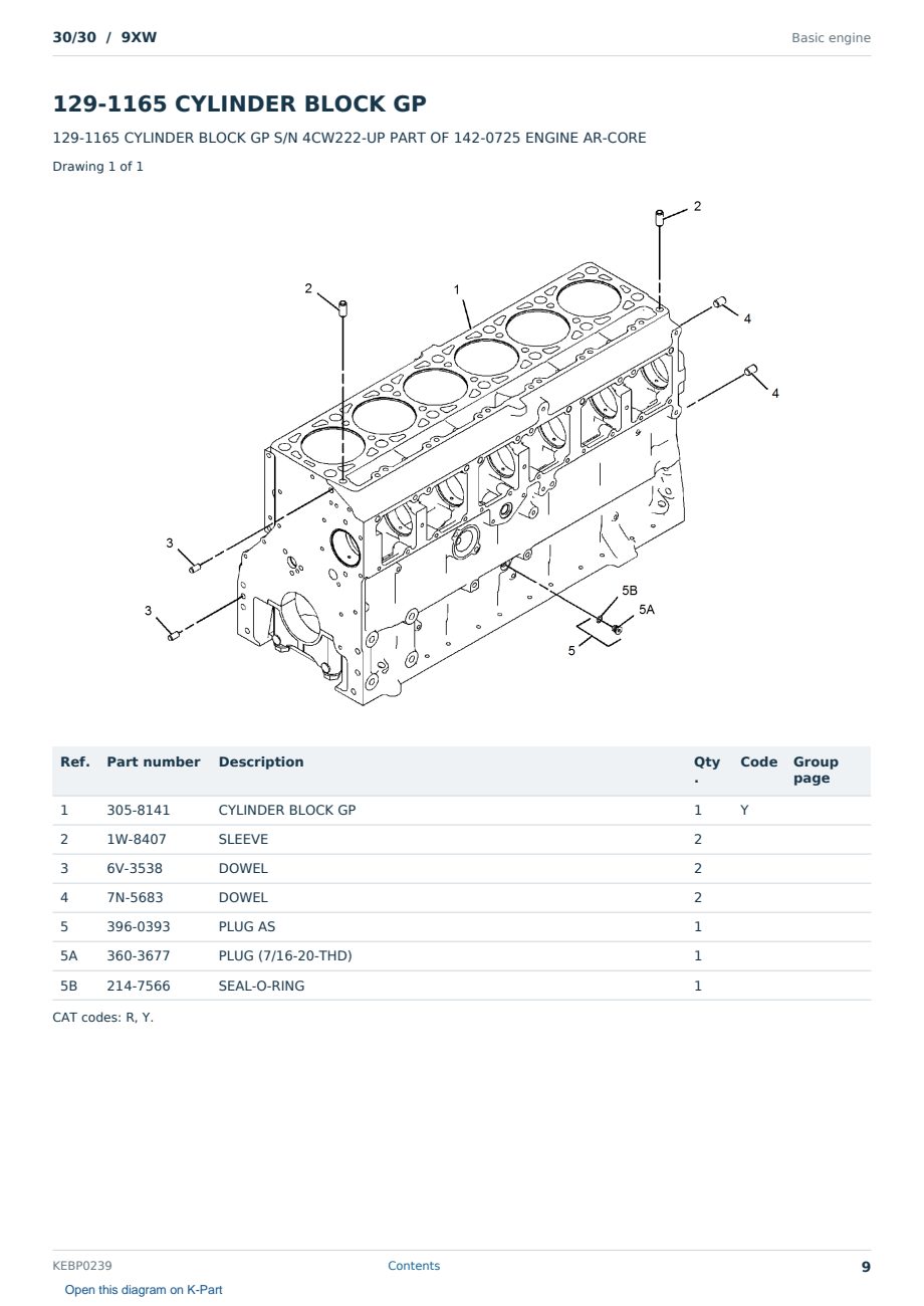 Caterpillar 30/30 S/N 9XW Partsbook KEBP0239 (English) - sample page 9 of 10 Caterpillar 30/30 S/N 9XW Partsbook KEBP0239 (English) - sample page 9 of 10