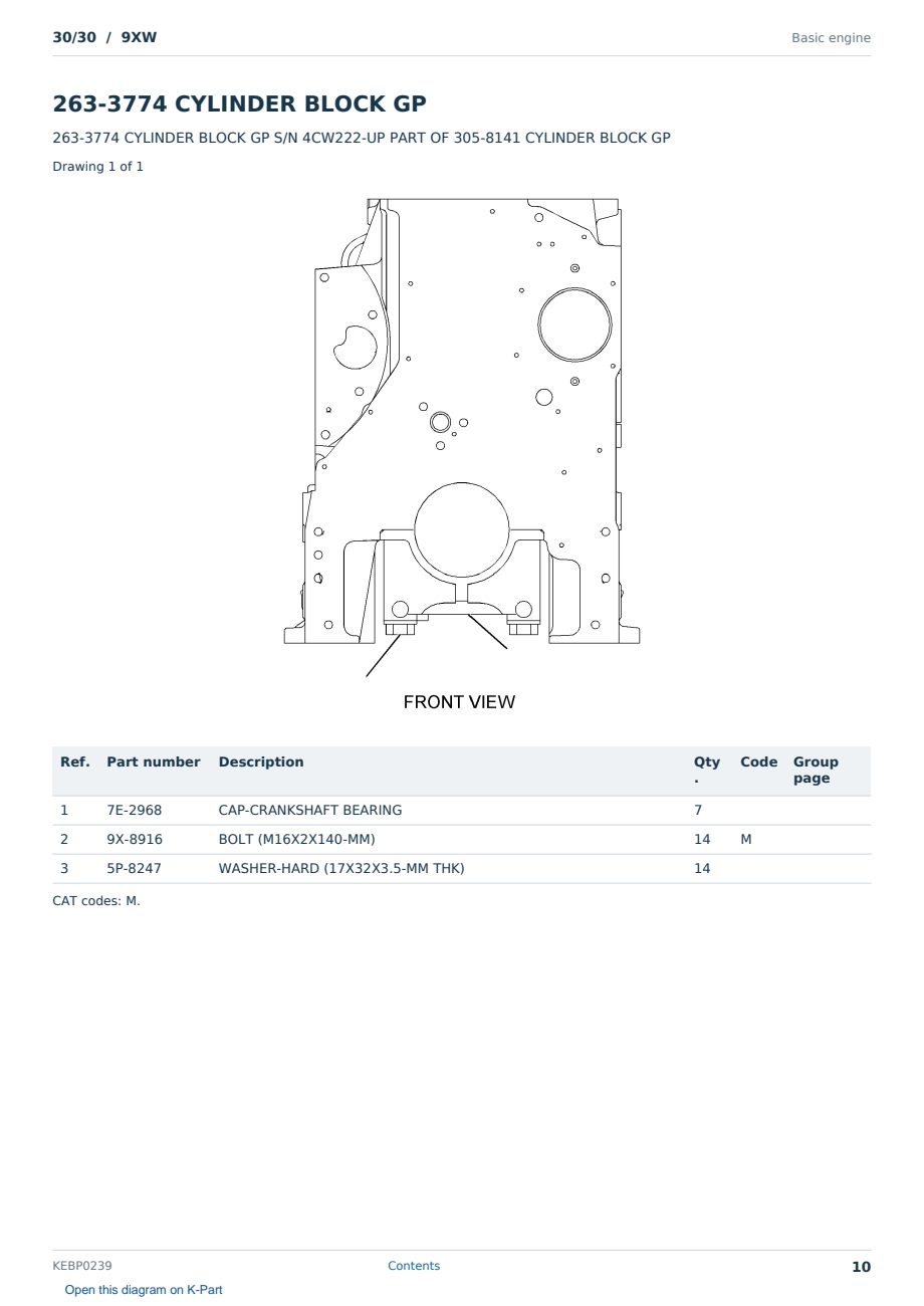 Caterpillar 30/30 S/N 9XW Partsbook KEBP0239 (English) - sample page 10 of 10 Caterpillar 30/30 S/N 9XW Partsbook KEBP0239 (English) - sample page 10 of 10