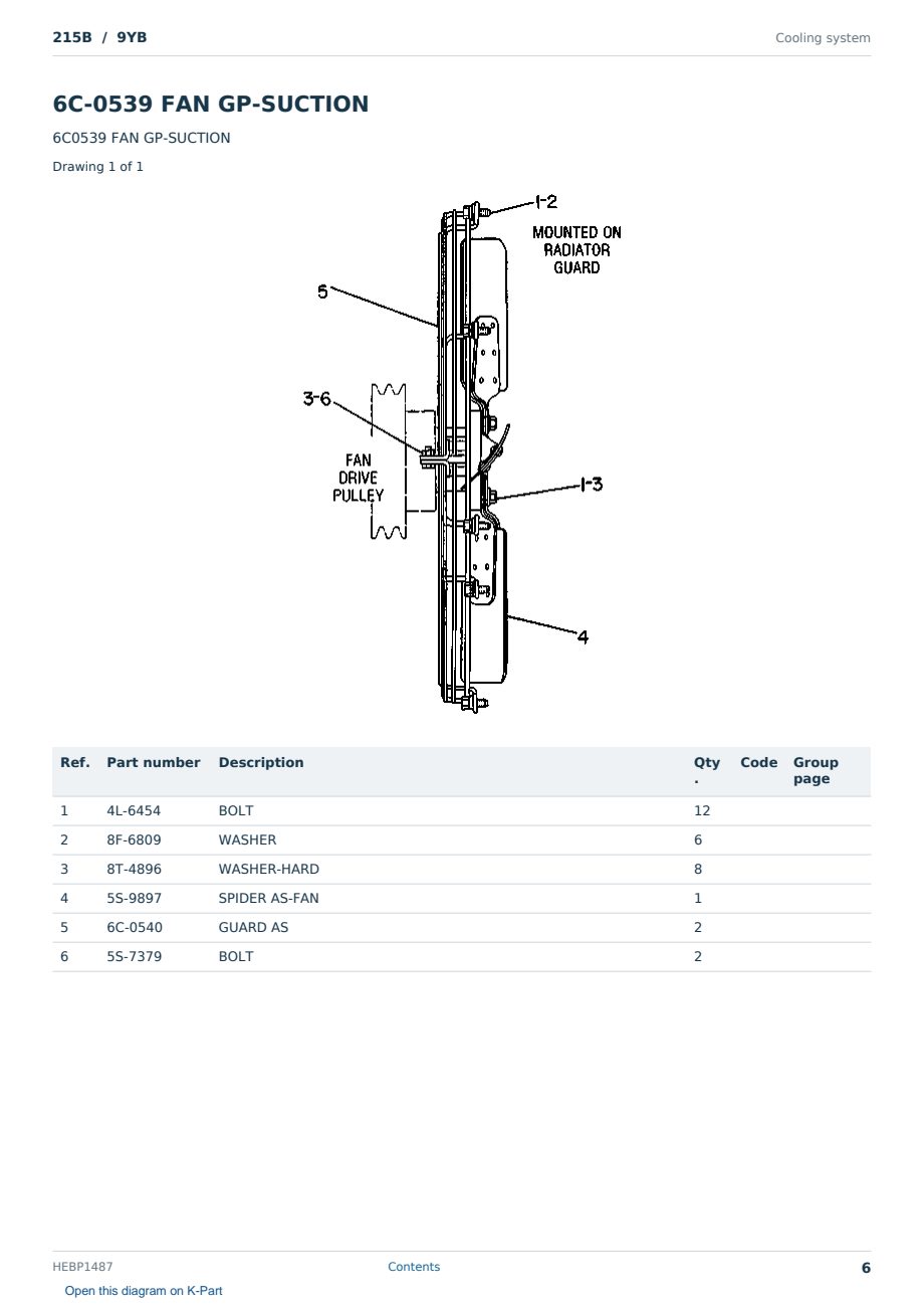 Caterpillar 215B S/N 9YB Partsbook HEBP1487 (English) - sample page 6 of 10 Caterpillar 215B S/N 9YB Partsbook HEBP1487 (English) - sample page 6 of 10