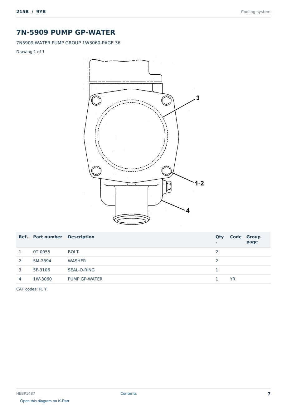 Caterpillar 215B S/N 9YB Partsbook HEBP1487 (English) - sample page 7 of 10 Caterpillar 215B S/N 9YB Partsbook HEBP1487 (English) - sample page 7 of 10