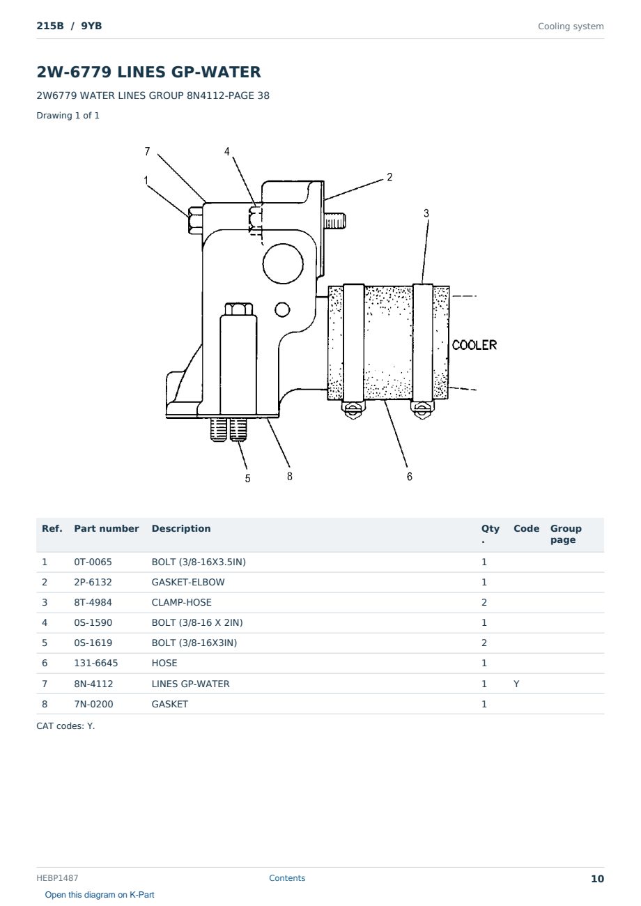 Caterpillar 215B S/N 9YB Partsbook HEBP1487 (English) - sample page 10 of 10 Caterpillar 215B S/N 9YB Partsbook HEBP1487 (English) - sample page 10 of 10