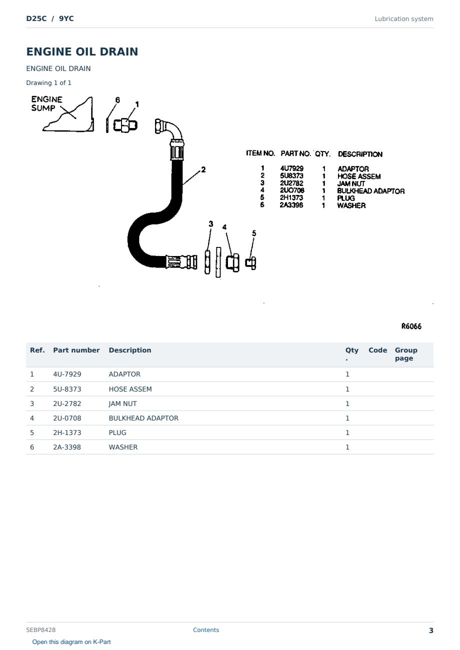 Caterpillar D25C S/N 9YC Partsbook SEBP8428 (English) - sample page 3 of 10 Caterpillar D25C S/N 9YC Partsbook SEBP8428 (English) - sample page 3 of 10