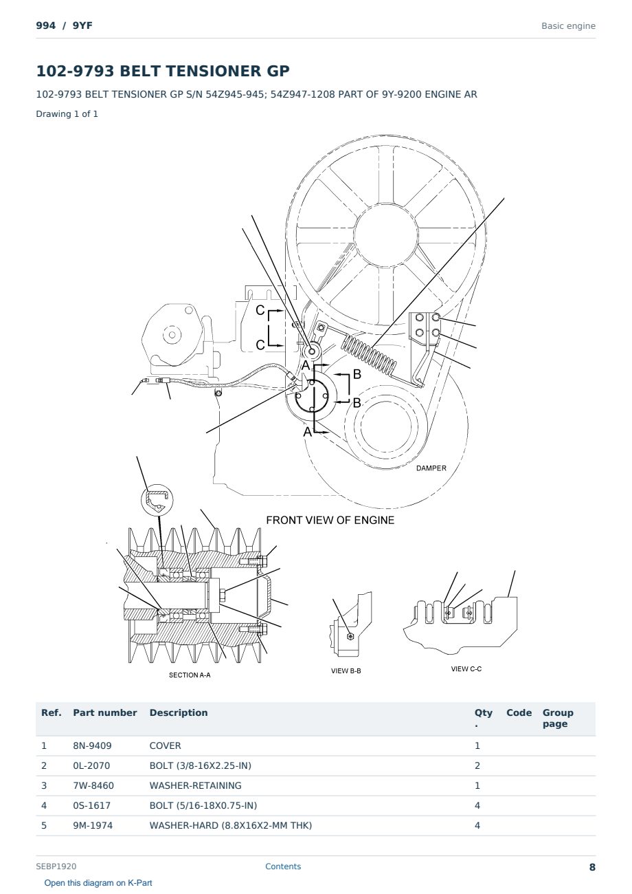 Caterpillar 994 S/N 9YF Partsbook SEBP1920 (English) - sample page 8 of 10 Caterpillar 994 S/N 9YF Partsbook SEBP1920 (English) - sample page 8 of 10