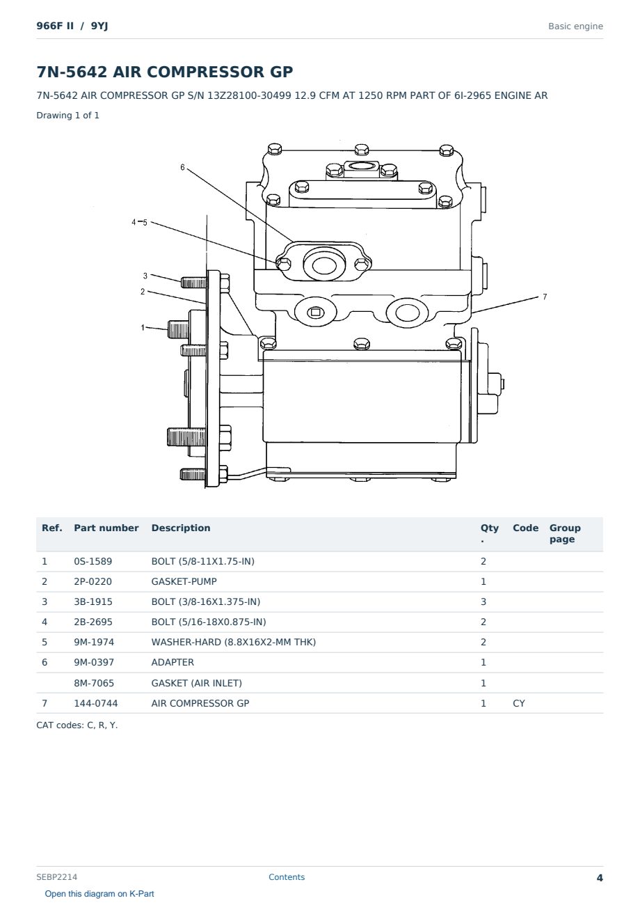 Caterpillar 966F II S/N 9YJ Partsbook SEBP2214 (English) - sample page 4 of 10 Caterpillar 966F II S/N 9YJ Partsbook SEBP2214 (English) - sample page 4 of 10