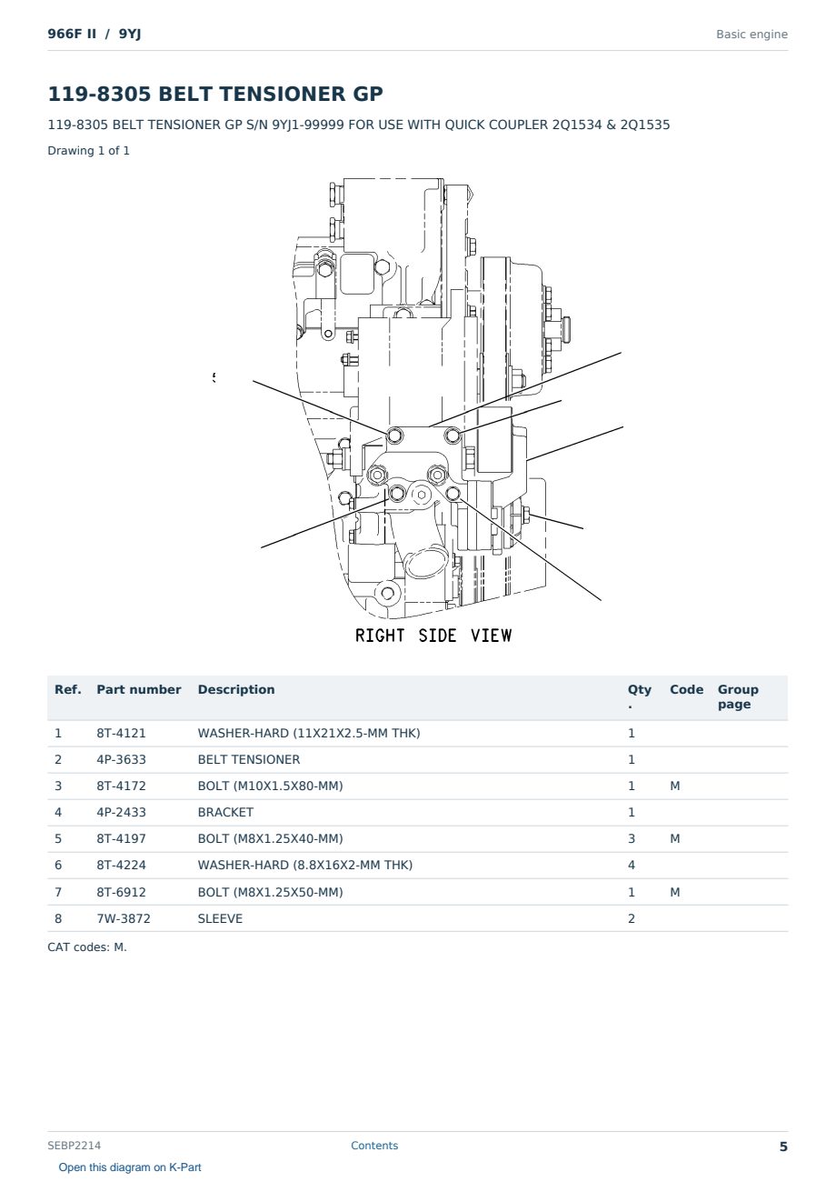 Caterpillar 966F II S/N 9YJ Partsbook SEBP2214 (English) - sample page 5 of 10 Caterpillar 966F II S/N 9YJ Partsbook SEBP2214 (English) - sample page 5 of 10