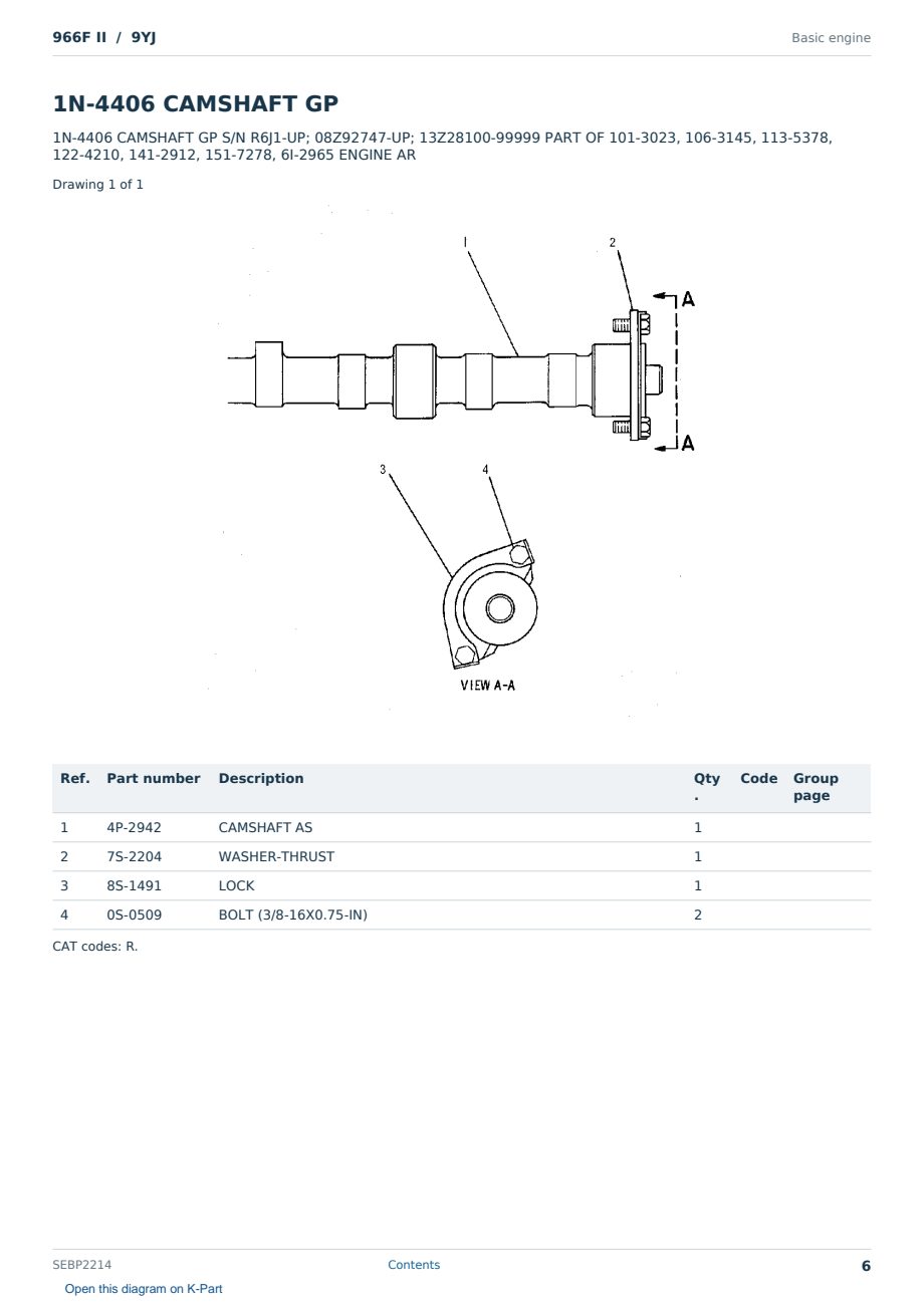 Caterpillar 966F II S/N 9YJ Partsbook SEBP2214 (English) - sample page 6 of 10 Caterpillar 966F II S/N 9YJ Partsbook SEBP2214 (English) - sample page 6 of 10
