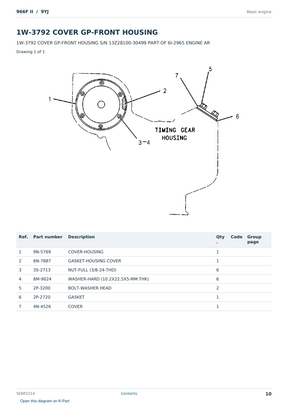 Caterpillar 966F II S/N 9YJ Partsbook SEBP2214 (English) - sample page 10 of 10 Caterpillar 966F II S/N 9YJ Partsbook SEBP2214 (English) - sample page 10 of 10