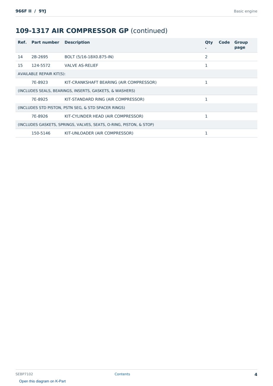 Caterpillar 966F II S/N 9YJ Partsbook SEBP7102 (English) - sample page 4 of 10 Caterpillar 966F II S/N 9YJ Partsbook SEBP7102 (English) - sample page 4 of 10