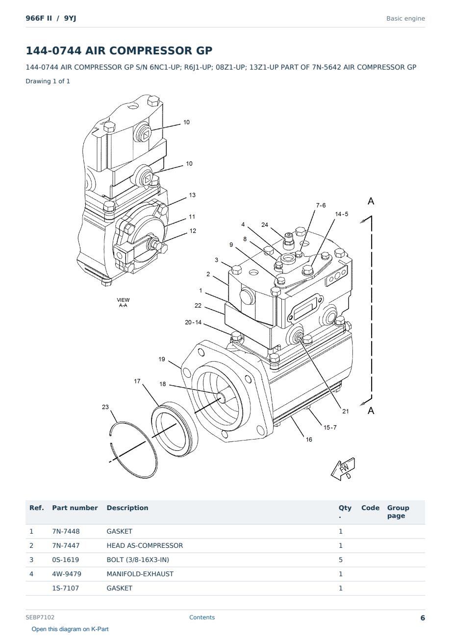 Caterpillar 966F II S/N 9YJ Partsbook SEBP7102 (English) - sample page 6 of 10 Caterpillar 966F II S/N 9YJ Partsbook SEBP7102 (English) - sample page 6 of 10