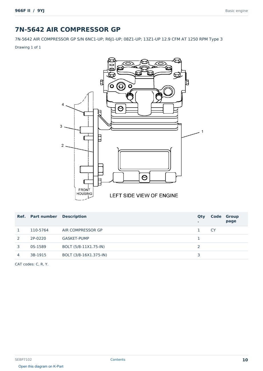 Caterpillar 966F II S/N 9YJ Partsbook SEBP7102 (English) - sample page 10 of 10 Caterpillar 966F II S/N 9YJ Partsbook SEBP7102 (English) - sample page 10 of 10