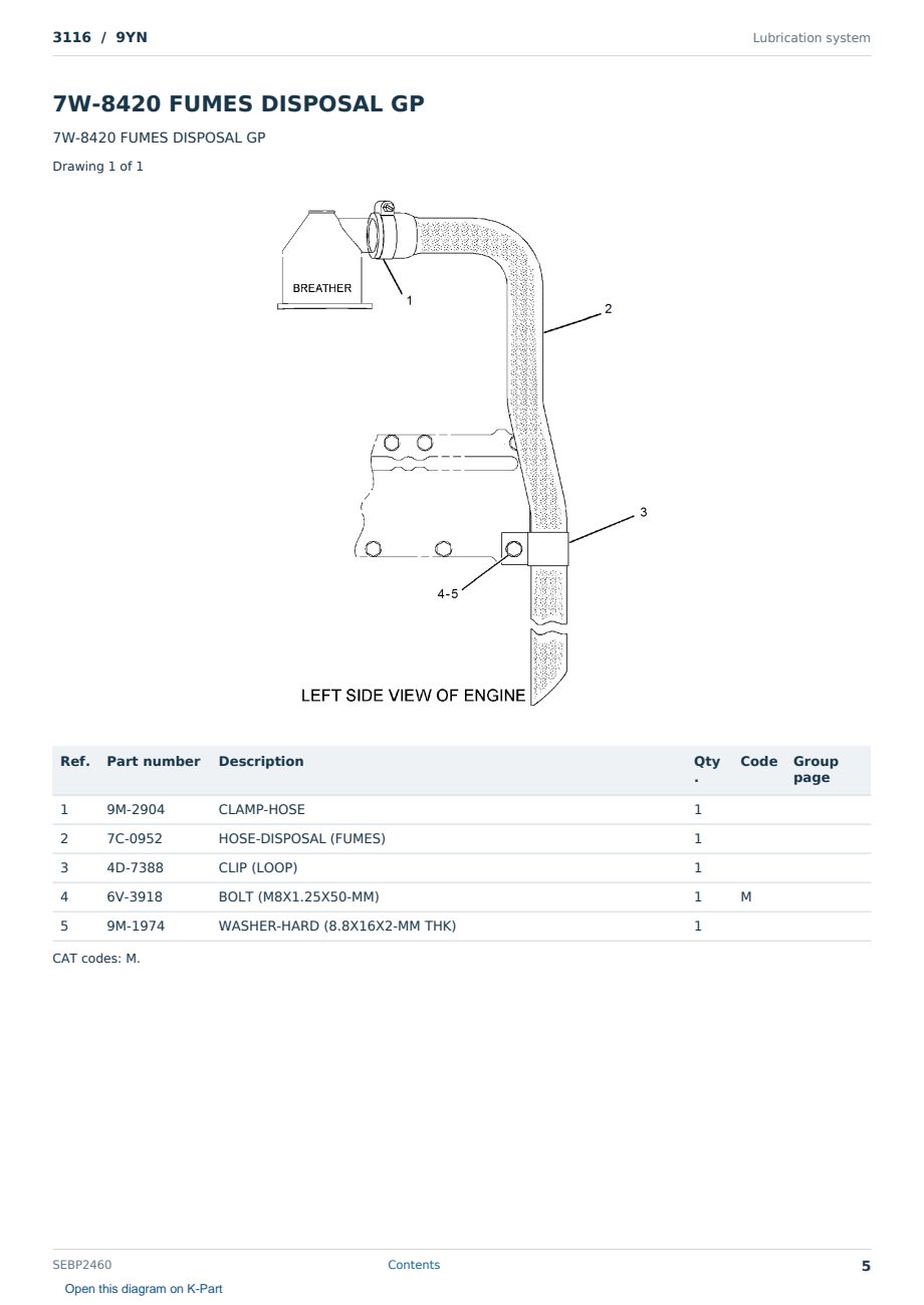 Caterpillar 3116 S/N 9YN Partsbook SEBP2460 (English) - sample page 5 of 10 Caterpillar 3116 S/N 9YN Partsbook SEBP2460 (English) - sample page 5 of 10