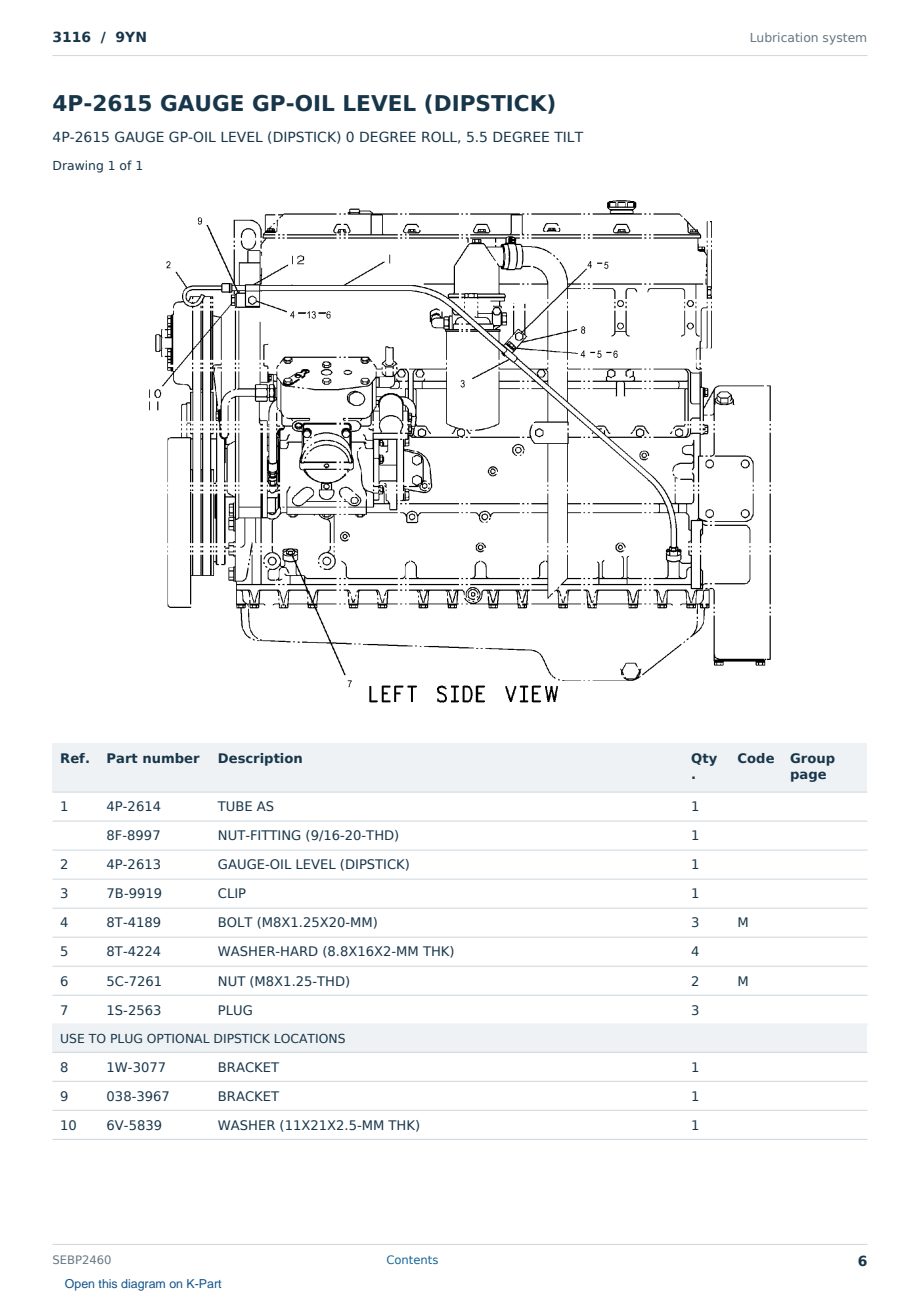 Caterpillar 3116 S/N 9YN Partsbook SEBP2460 (English) - sample page 6 of 10 Caterpillar 3116 S/N 9YN Partsbook SEBP2460 (English) - sample page 6 of 10