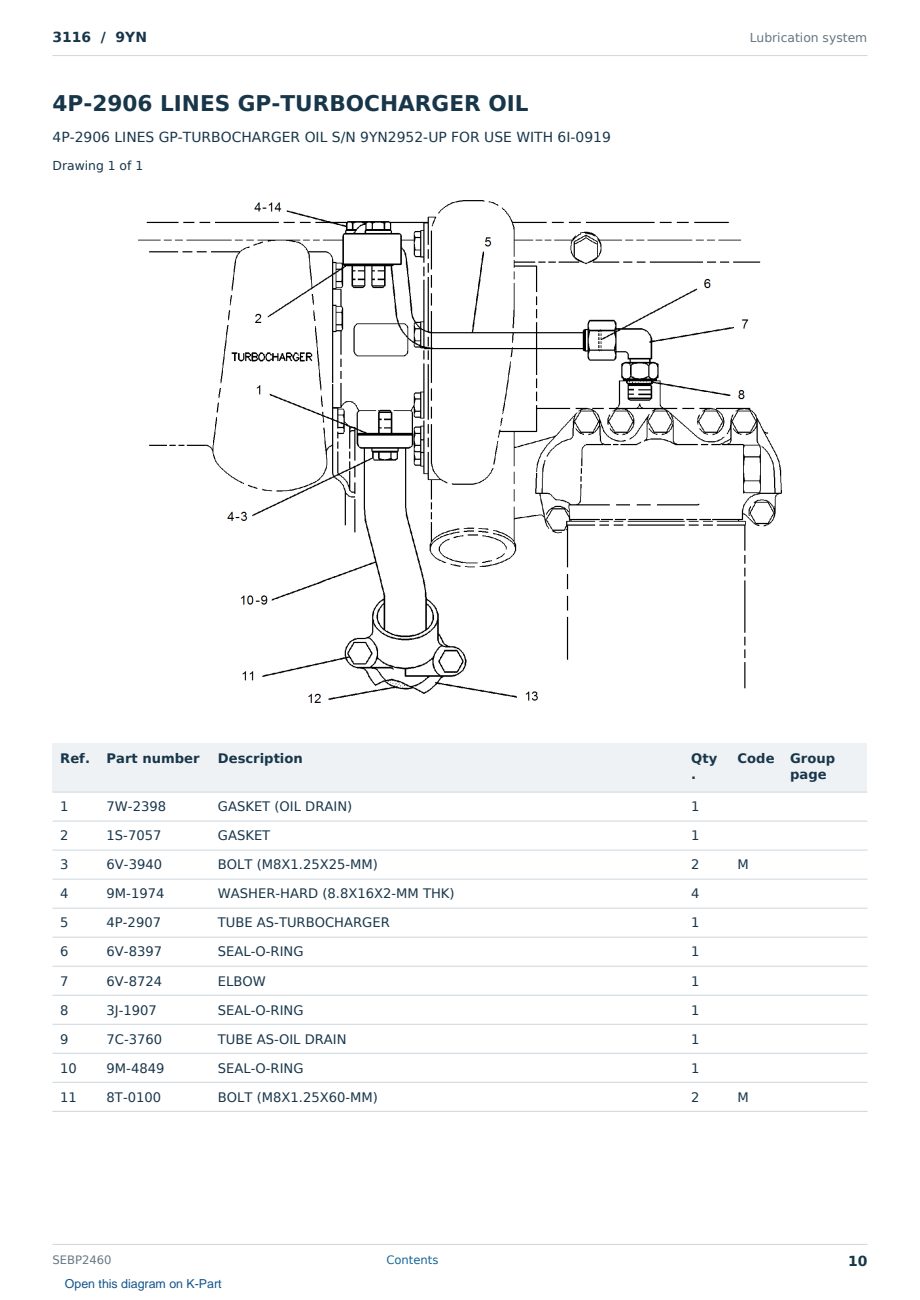 Caterpillar 3116 S/N 9YN Partsbook SEBP2460 (English) - sample page 10 of 10 Caterpillar 3116 S/N 9YN Partsbook SEBP2460 (English) - sample page 10 of 10