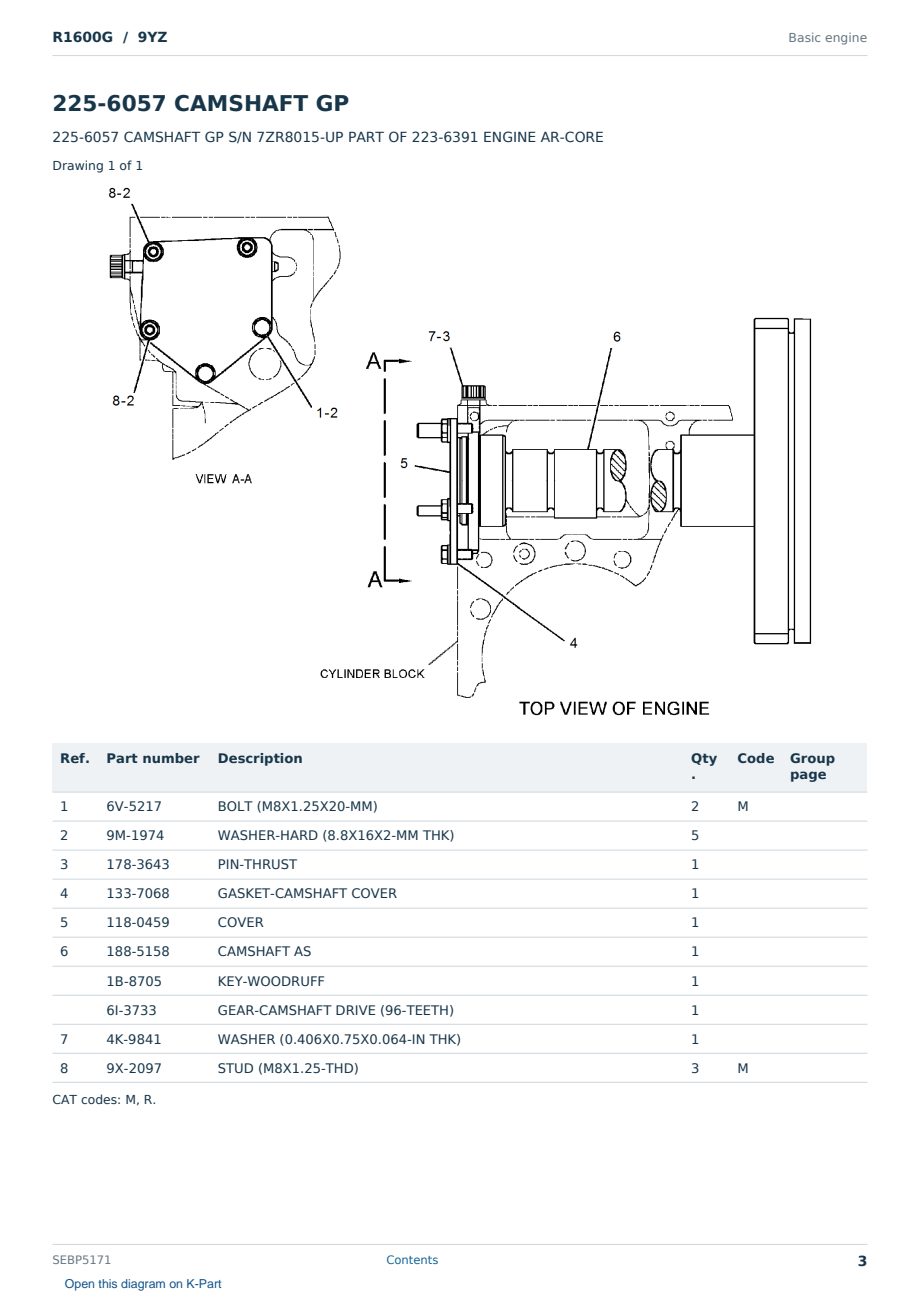 Caterpillar R1600G S/N 9YZ Partsbook SEBP5171 (English) - sample page 3 of 10 Caterpillar R1600G S/N 9YZ Partsbook SEBP5171 (English) - sample page 3 of 10