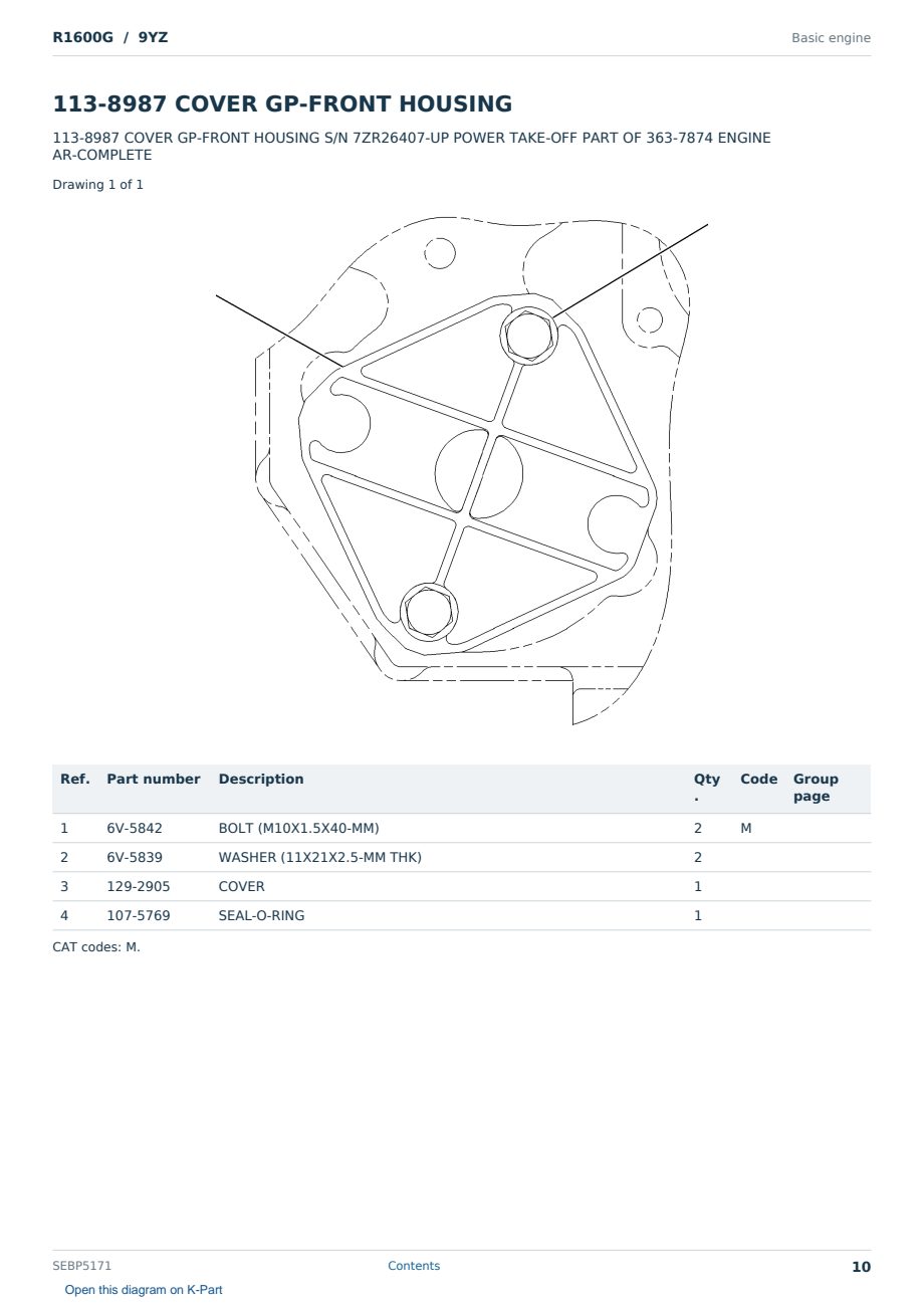 Caterpillar R1600G S/N 9YZ Partsbook SEBP5171 (English) - sample page 10 of 10 Caterpillar R1600G S/N 9YZ Partsbook SEBP5171 (English) - sample page 10 of 10