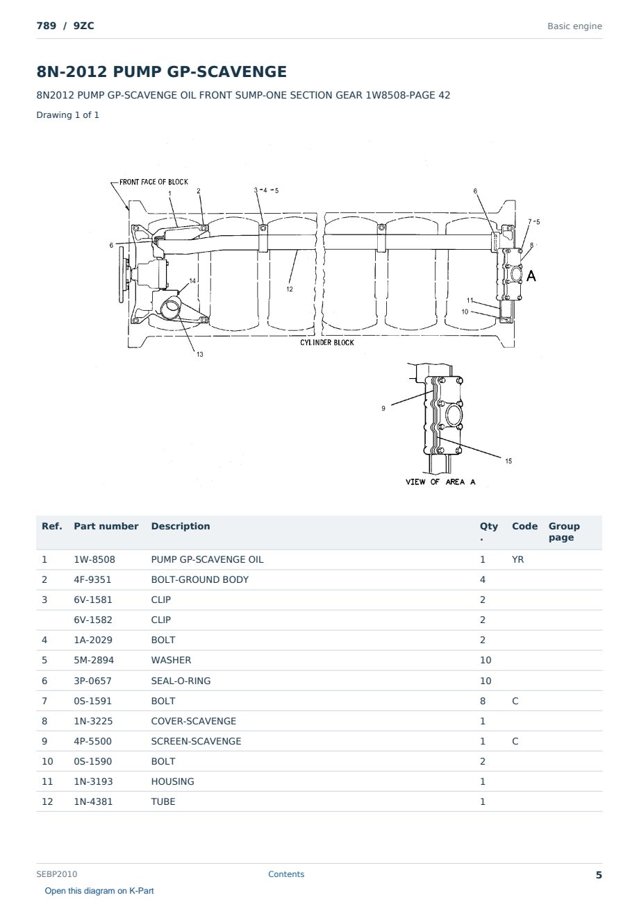 Caterpillar 789 S/N 9ZC Partsbook SEBP2010 (English) - sample page 5 of 10 Caterpillar 789 S/N 9ZC Partsbook SEBP2010 (English) - sample page 5 of 10