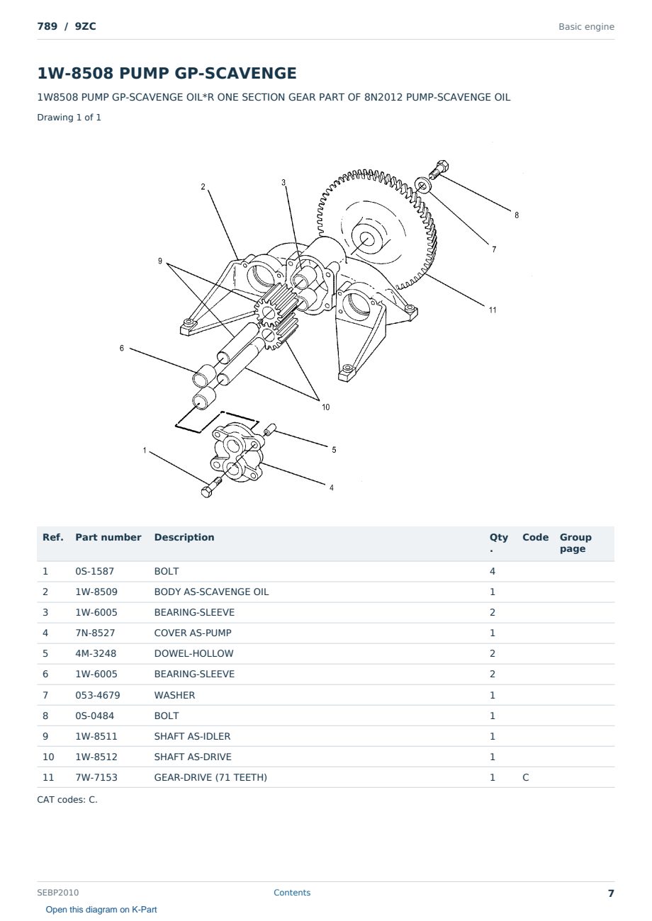 Caterpillar 789 S/N 9ZC Partsbook SEBP2010 (English) - sample page 7 of 10 Caterpillar 789 S/N 9ZC Partsbook SEBP2010 (English) - sample page 7 of 10