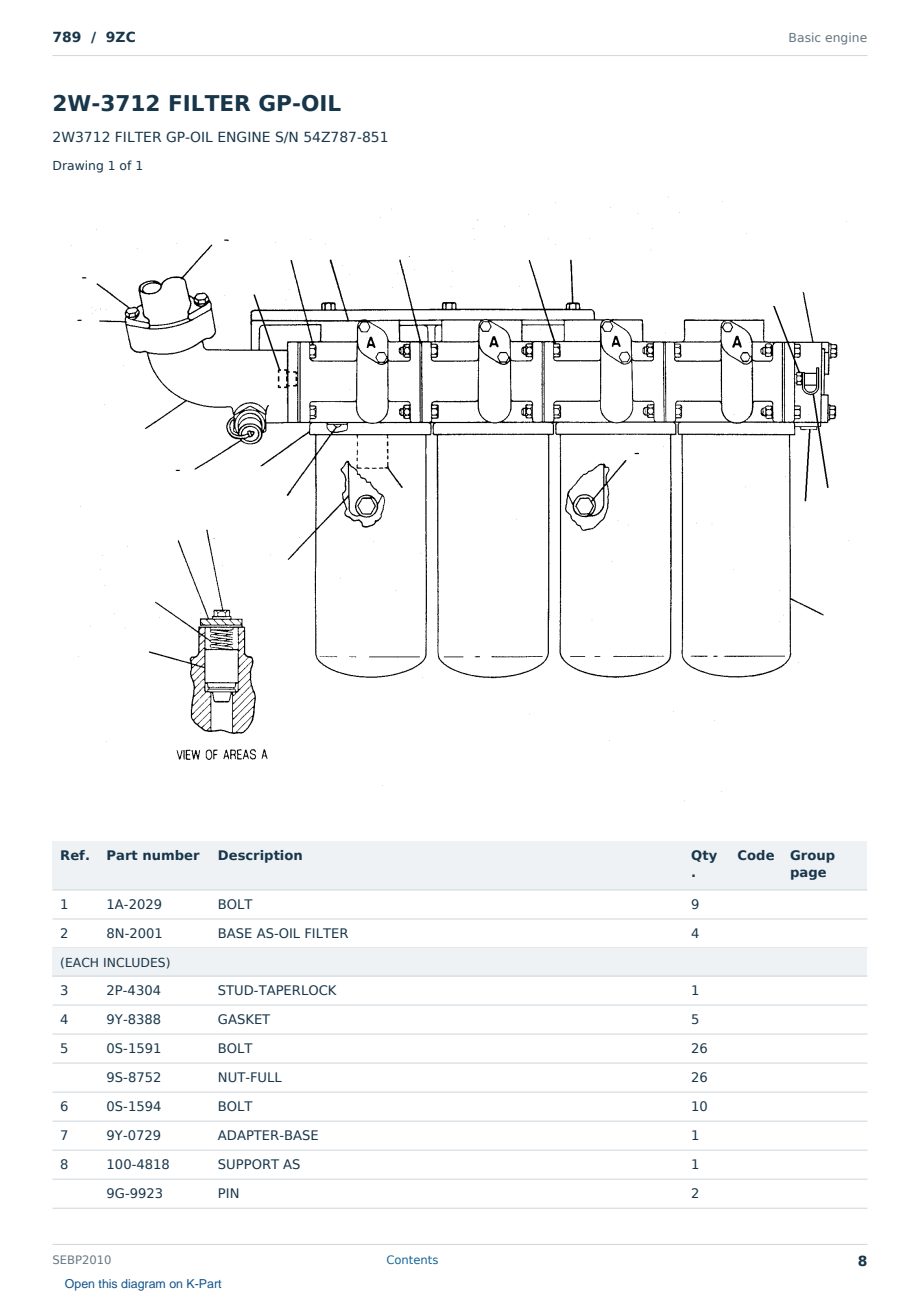 Caterpillar 789 S/N 9ZC Partsbook SEBP2010 (English) - sample page 8 of 10 Caterpillar 789 S/N 9ZC Partsbook SEBP2010 (English) - sample page 8 of 10