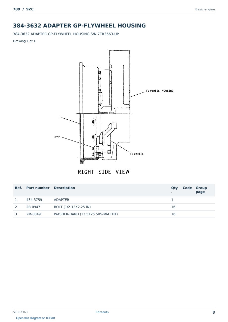 Caterpillar 789 S/N 9ZC Partsbook SEBP7363 (English) - sample page 3 of 10 Caterpillar 789 S/N 9ZC Partsbook SEBP7363 (English) - sample page 3 of 10