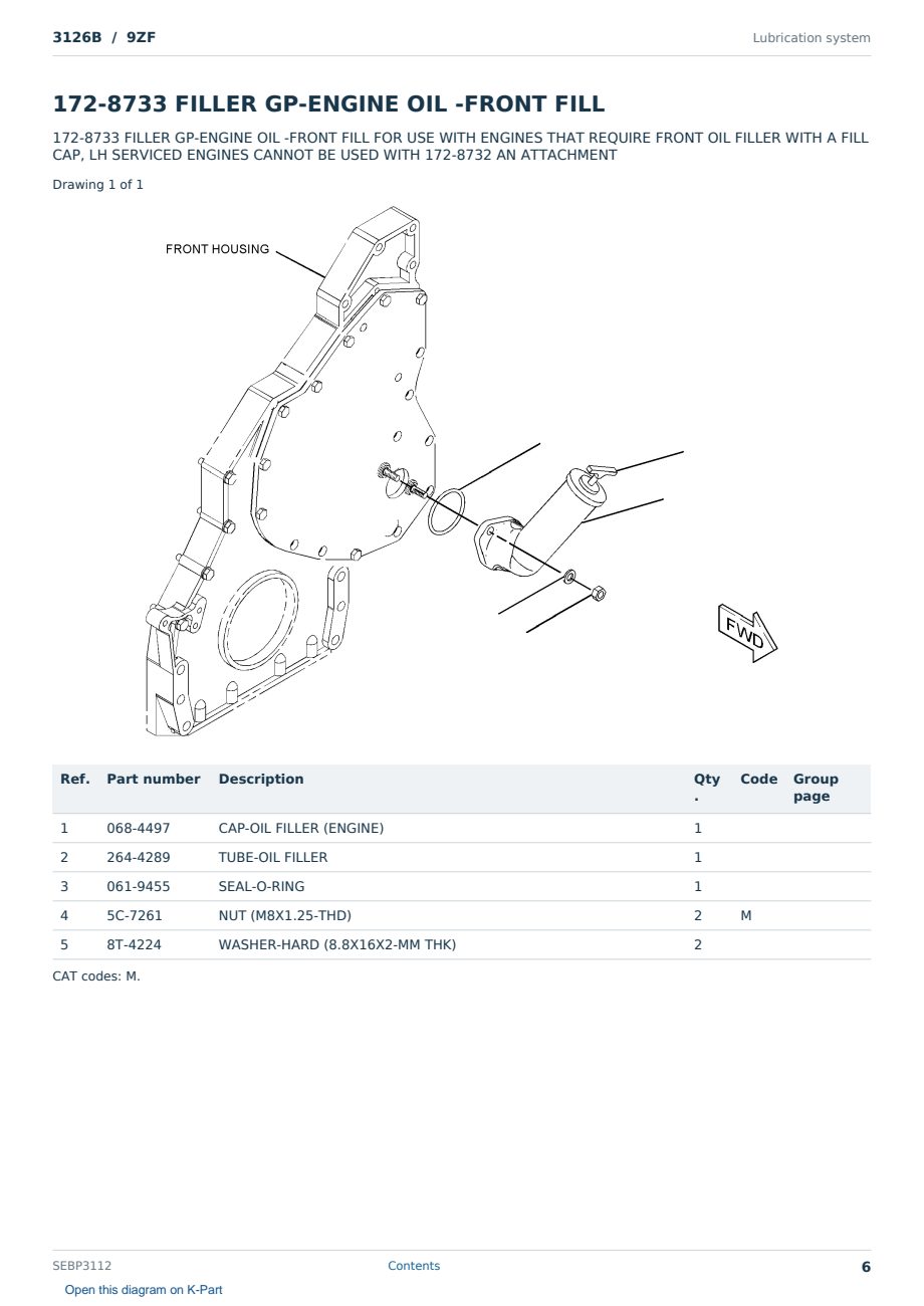 Caterpillar 3126B S/N 9ZF Partsbook SEBP3112 (English) - sample page 6 of 10 Caterpillar 3126B S/N 9ZF Partsbook SEBP3112 (English) - sample page 6 of 10