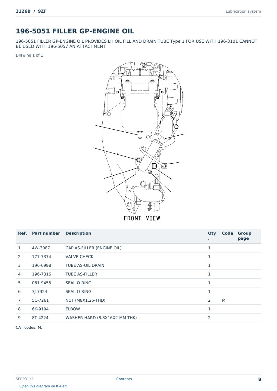 Caterpillar 3126B S/N 9ZF Partsbook SEBP3112 (English) - sample page 8 of 10 Caterpillar 3126B S/N 9ZF Partsbook SEBP3112 (English) - sample page 8 of 10