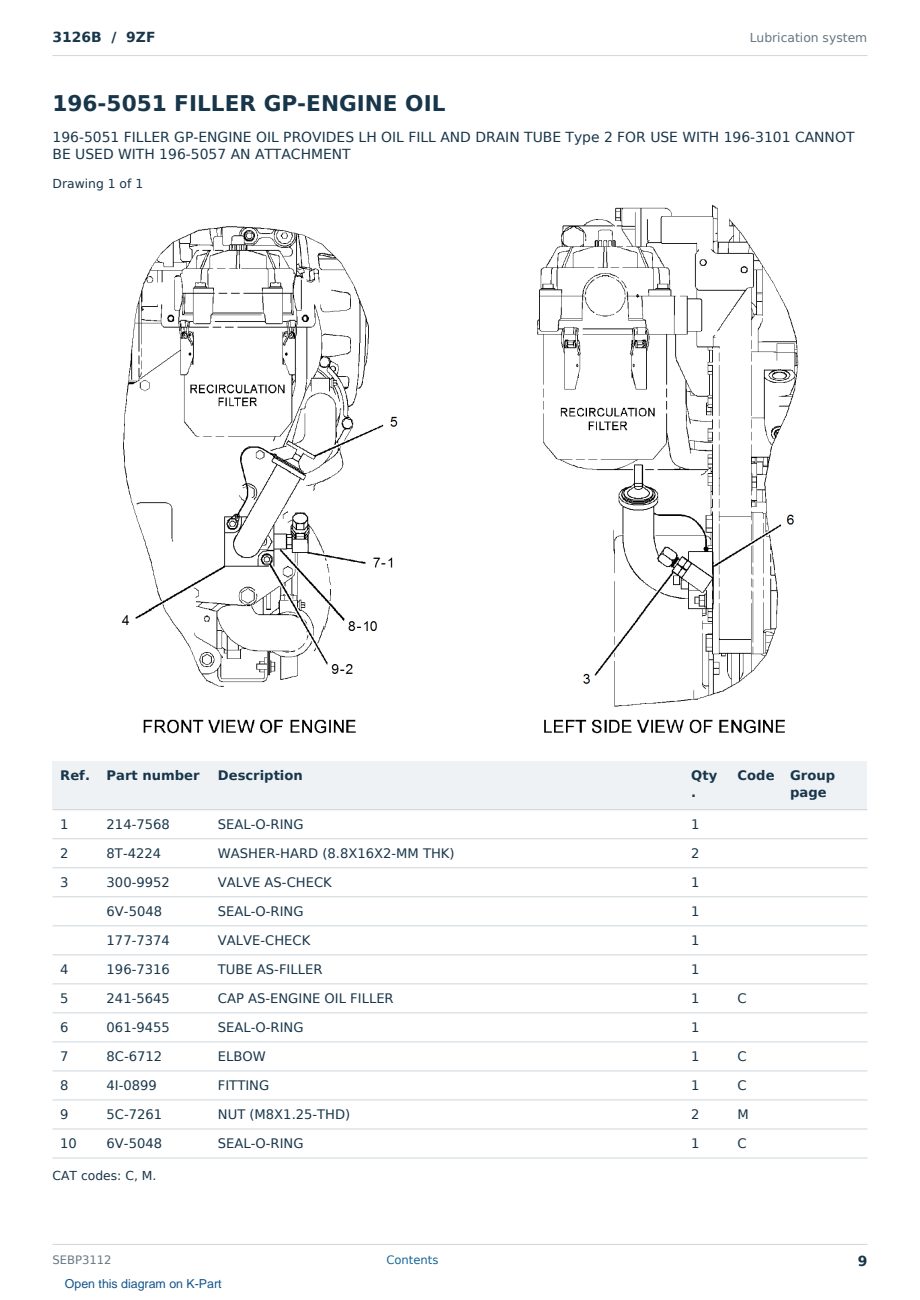 Caterpillar 3126B S/N 9ZF Partsbook SEBP3112 (English) - sample page 9 of 10 Caterpillar 3126B S/N 9ZF Partsbook SEBP3112 (English) - sample page 9 of 10