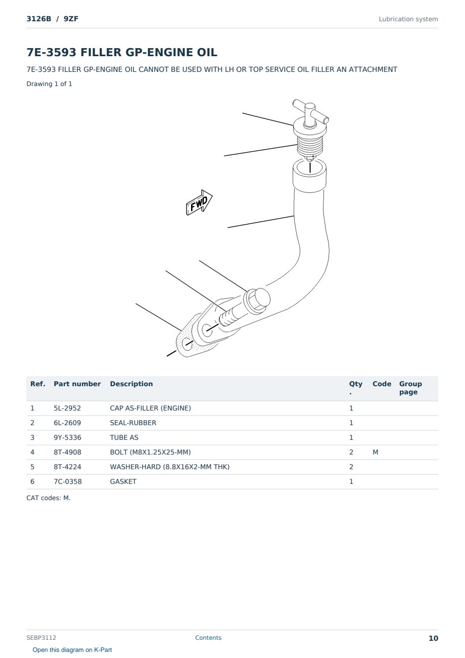 Caterpillar 3126B S/N 9ZF Partsbook SEBP3112 (English) - sample page 10 of 10 Caterpillar 3126B S/N 9ZF Partsbook SEBP3112 (English) - sample page 10 of 10