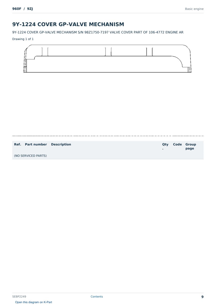 Caterpillar 960F S/N 9ZJ Partsbook SEBP2249 (English) - sample page 9 of 10 Caterpillar 960F S/N 9ZJ Partsbook SEBP2249 (English) - sample page 9 of 10