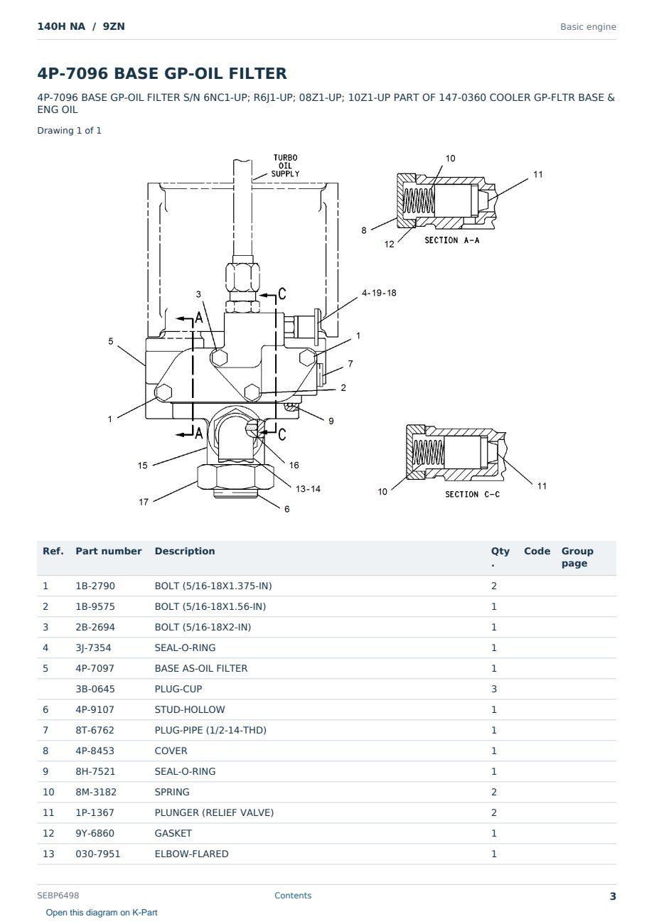 Caterpillar 140H NA S/N 9ZN Partsbook SEBP6498 (English) - sample page 3 of 10 Caterpillar 140H NA S/N 9ZN Partsbook SEBP6498 (English) - sample page 3 of 10
