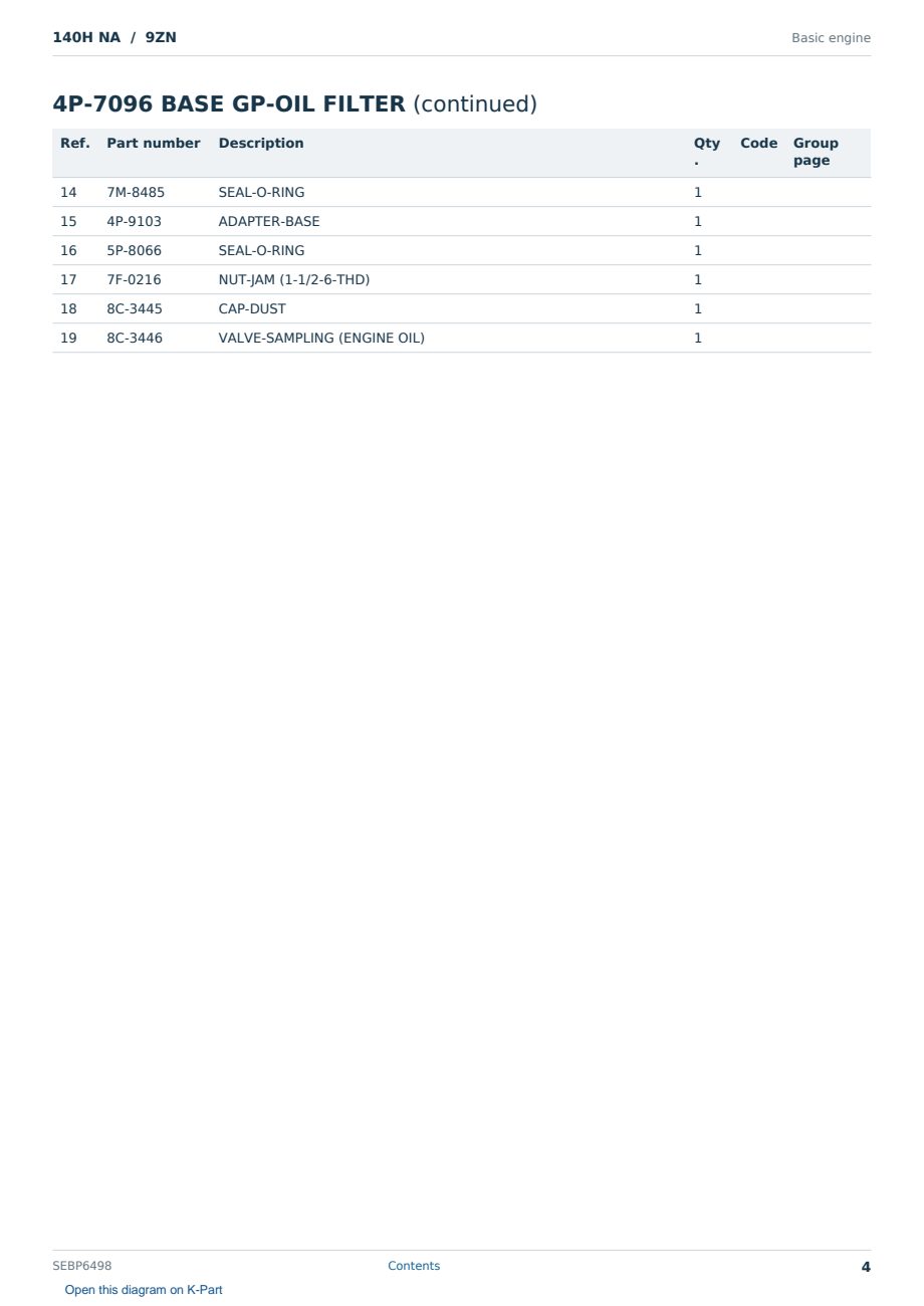 Caterpillar 140H NA S/N 9ZN Partsbook SEBP6498 (English) - sample page 4 of 10 Caterpillar 140H NA S/N 9ZN Partsbook SEBP6498 (English) - sample page 4 of 10