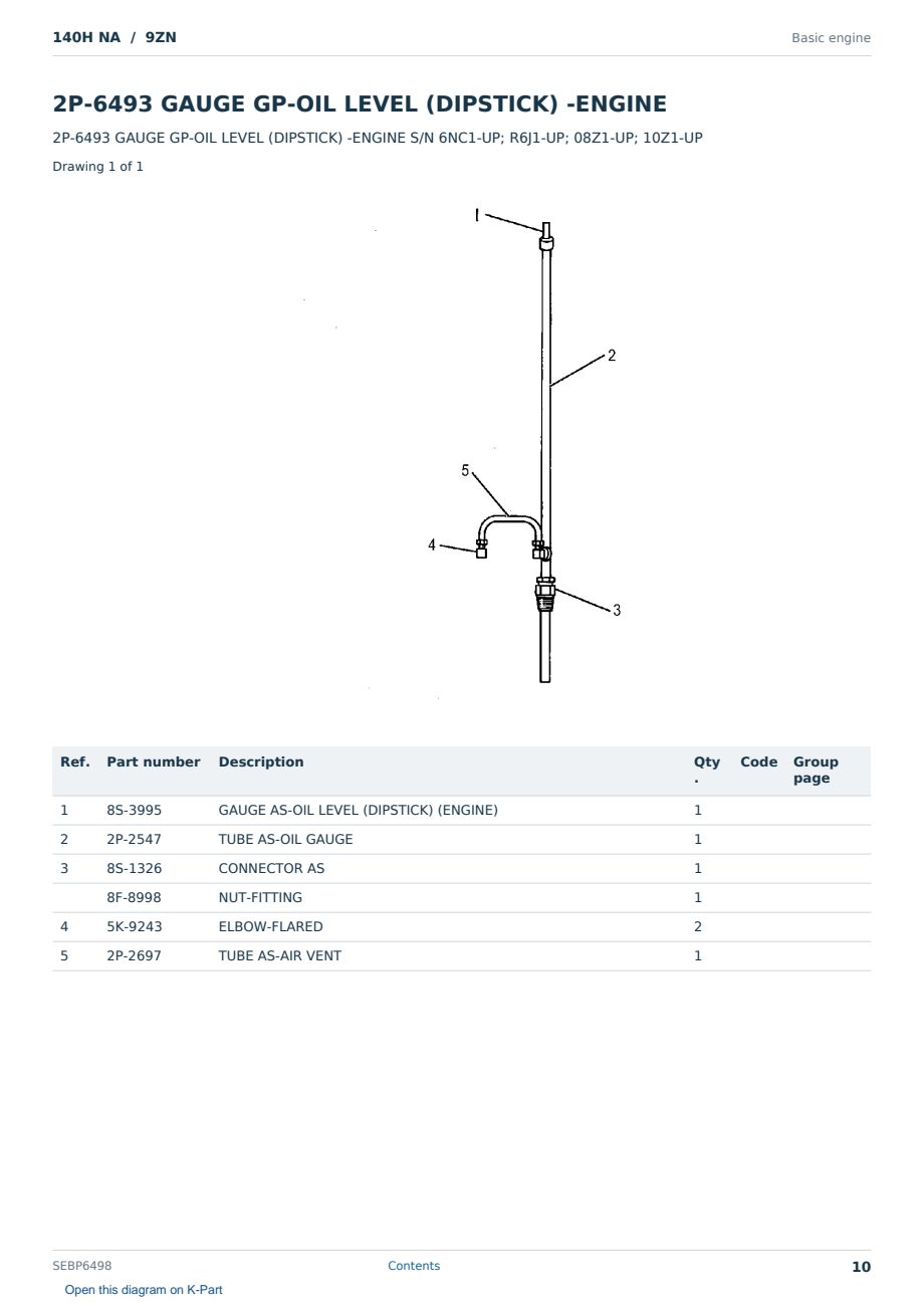 Caterpillar 140H NA S/N 9ZN Partsbook SEBP6498 (English) - sample page 10 of 10 Caterpillar 140H NA S/N 9ZN Partsbook SEBP6498 (English) - sample page 10 of 10