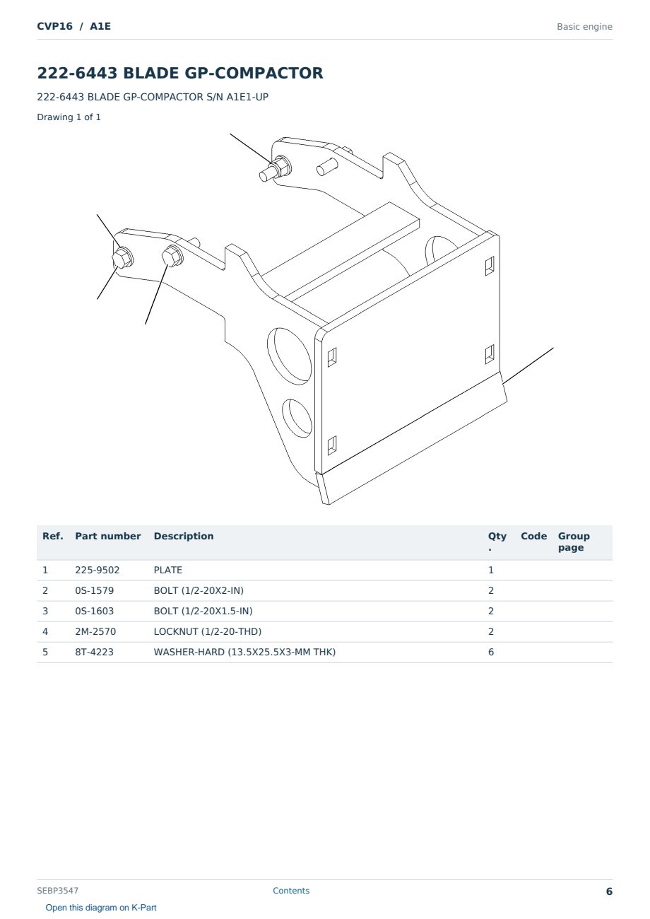 Caterpillar CVP16 S/N A1E Partsbook SEBP3547 (English) - sample page 6 of 10 Caterpillar CVP16 S/N A1E Partsbook SEBP3547 (English) - sample page 6 of 10