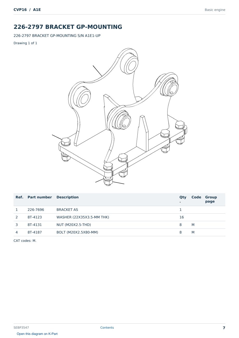Caterpillar CVP16 S/N A1E Partsbook SEBP3547 (English) - sample page 7 of 10 Caterpillar CVP16 S/N A1E Partsbook SEBP3547 (English) - sample page 7 of 10