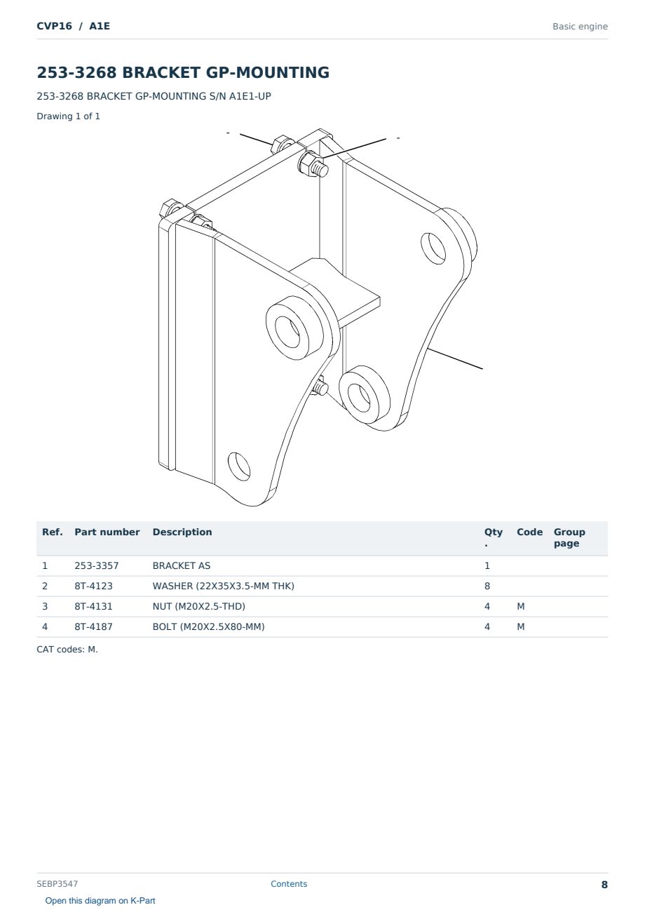Caterpillar CVP16 S/N A1E Partsbook SEBP3547 (English) - sample page 8 of 10 Caterpillar CVP16 S/N A1E Partsbook SEBP3547 (English) - sample page 8 of 10