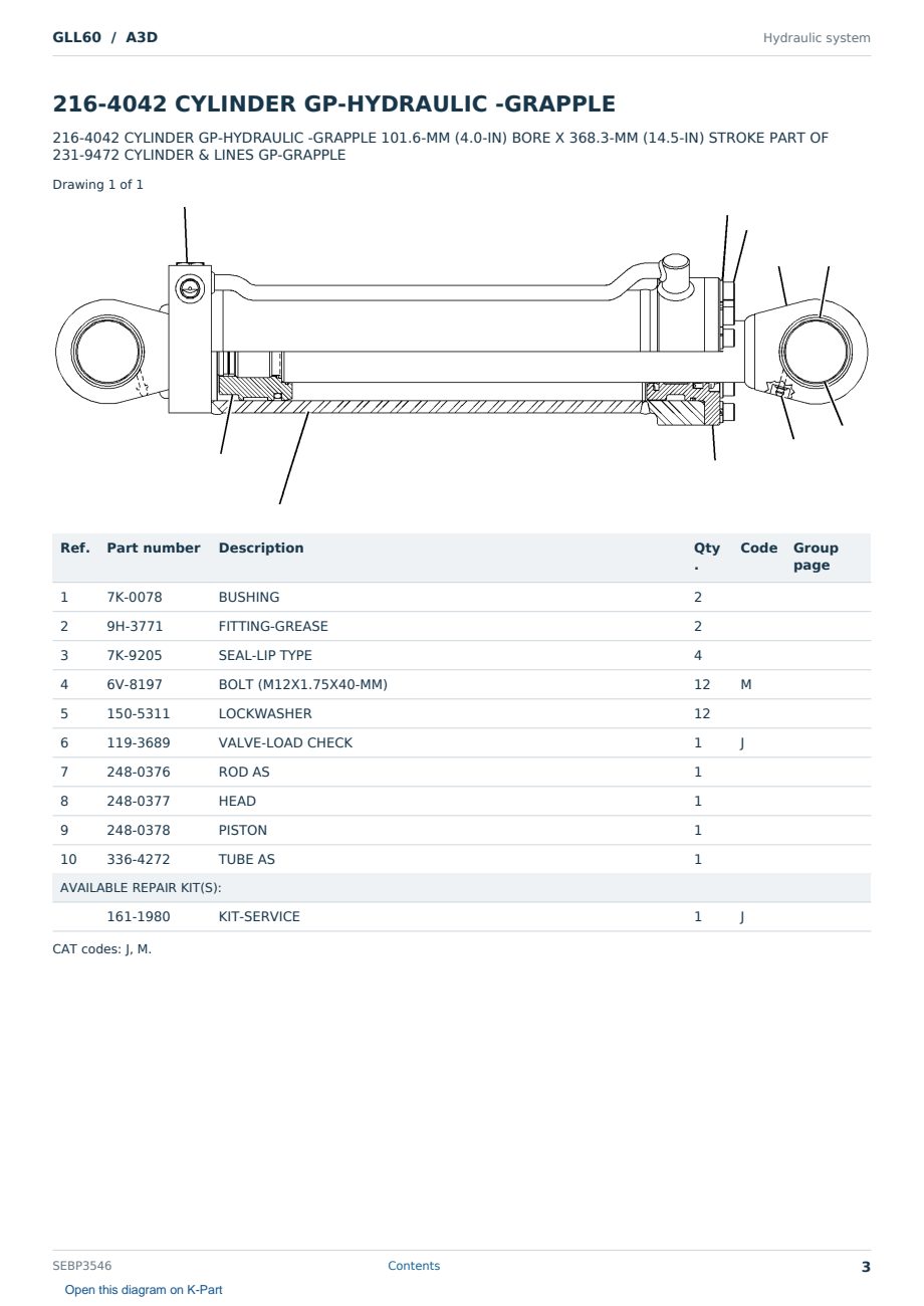 Caterpillar GLL60 S/N A3D Partsbook SEBP3546 (English) - sample page 3 of 10 Caterpillar GLL60 S/N A3D Partsbook SEBP3546 (English) - sample page 3 of 10